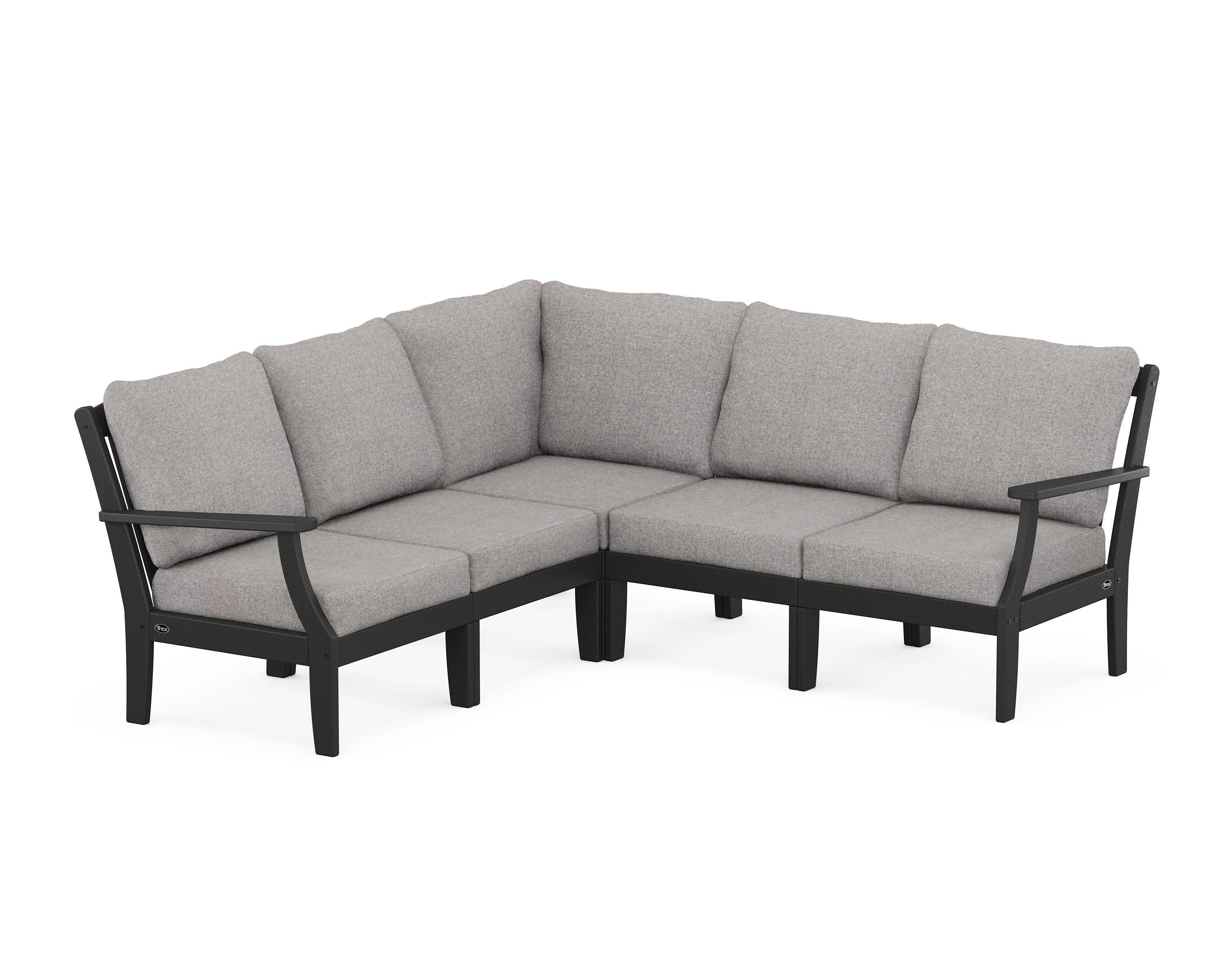 Yacht Club Modular 5-Piece Deep Seating Set in Charcoal Black / Grey Mist