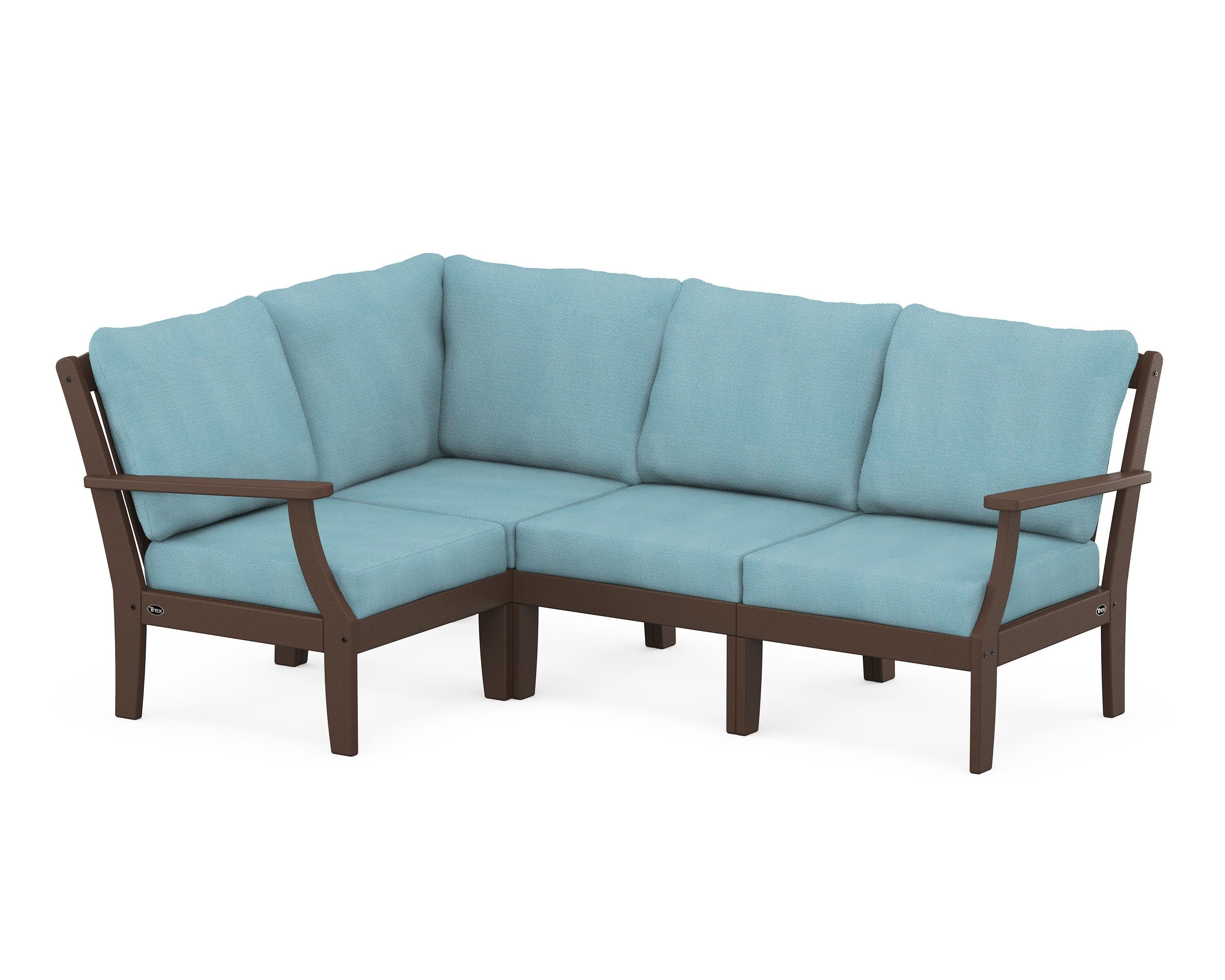 Yacht Club Modular 4-Piece Deep Seating Set in Vintage Lantern / Lattice Sky Blue