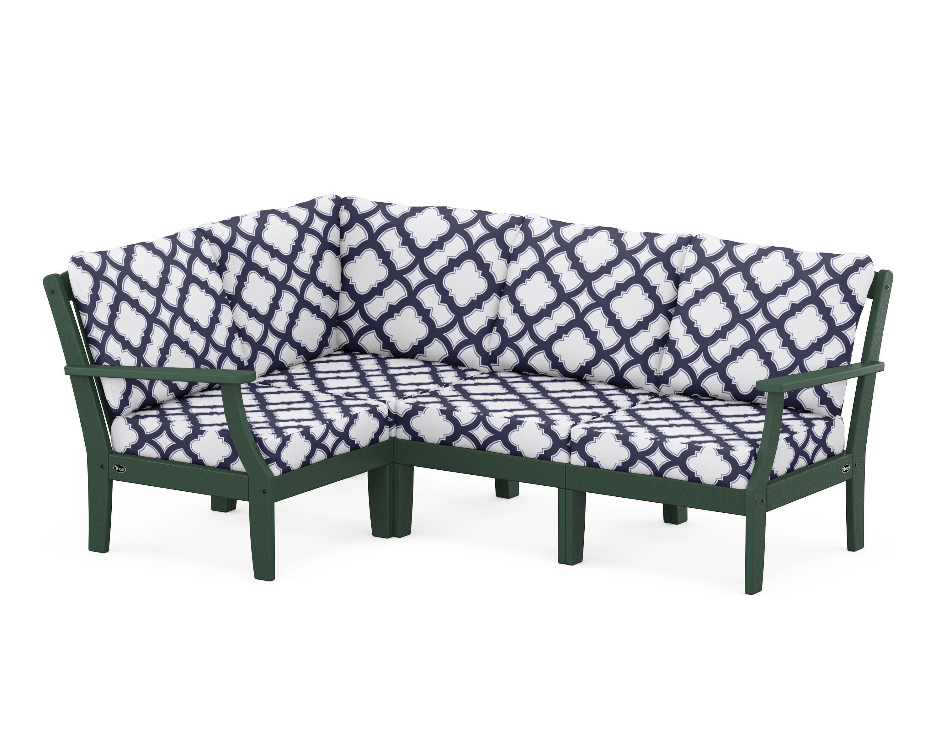 Yacht Club Modular 4-Piece Deep Seating Set in Rainforest Canopy / Trellis Navy