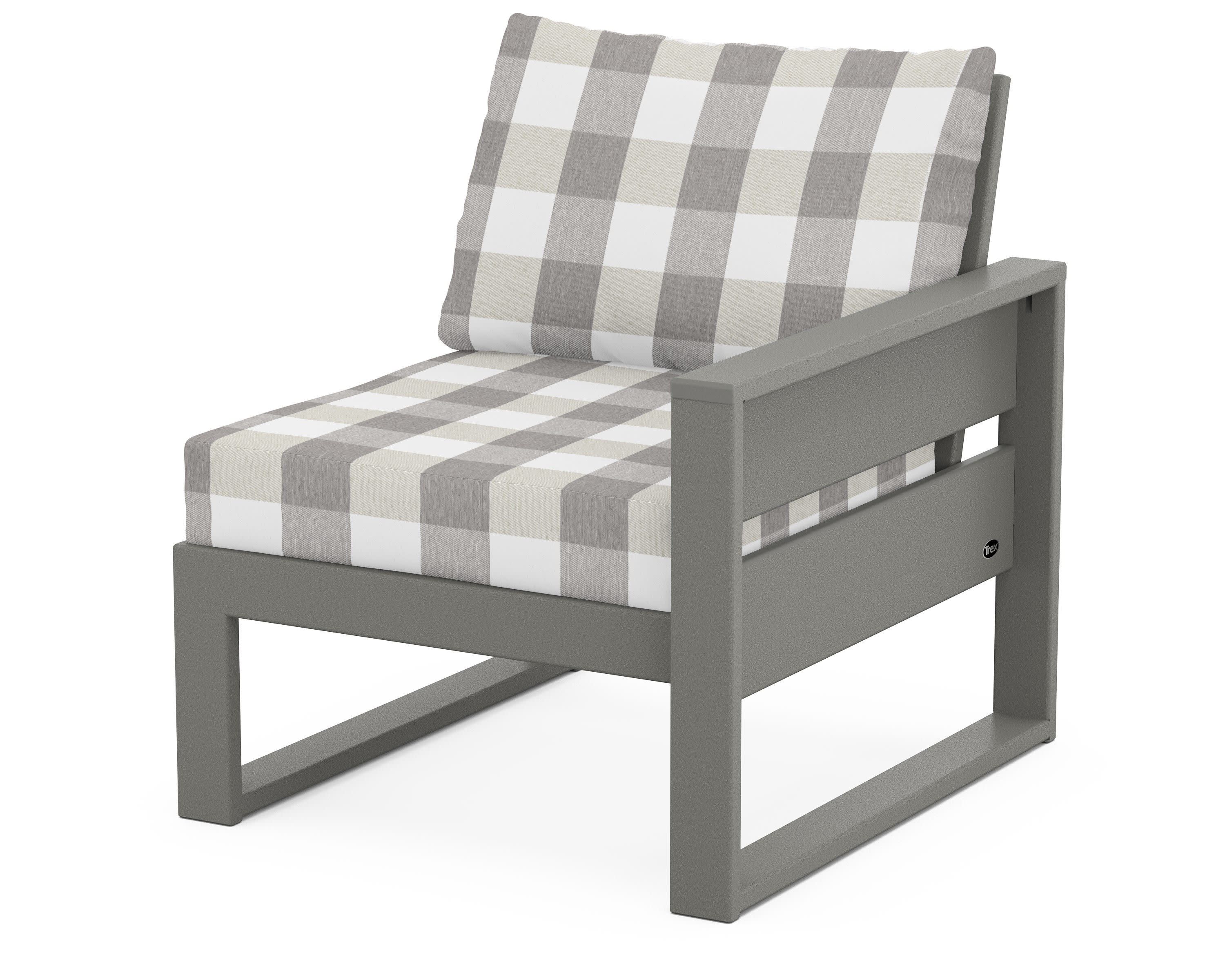 Eastport Modular Right Arm Chair in Stepping Stone / Buffalo Plaid Grey Mist