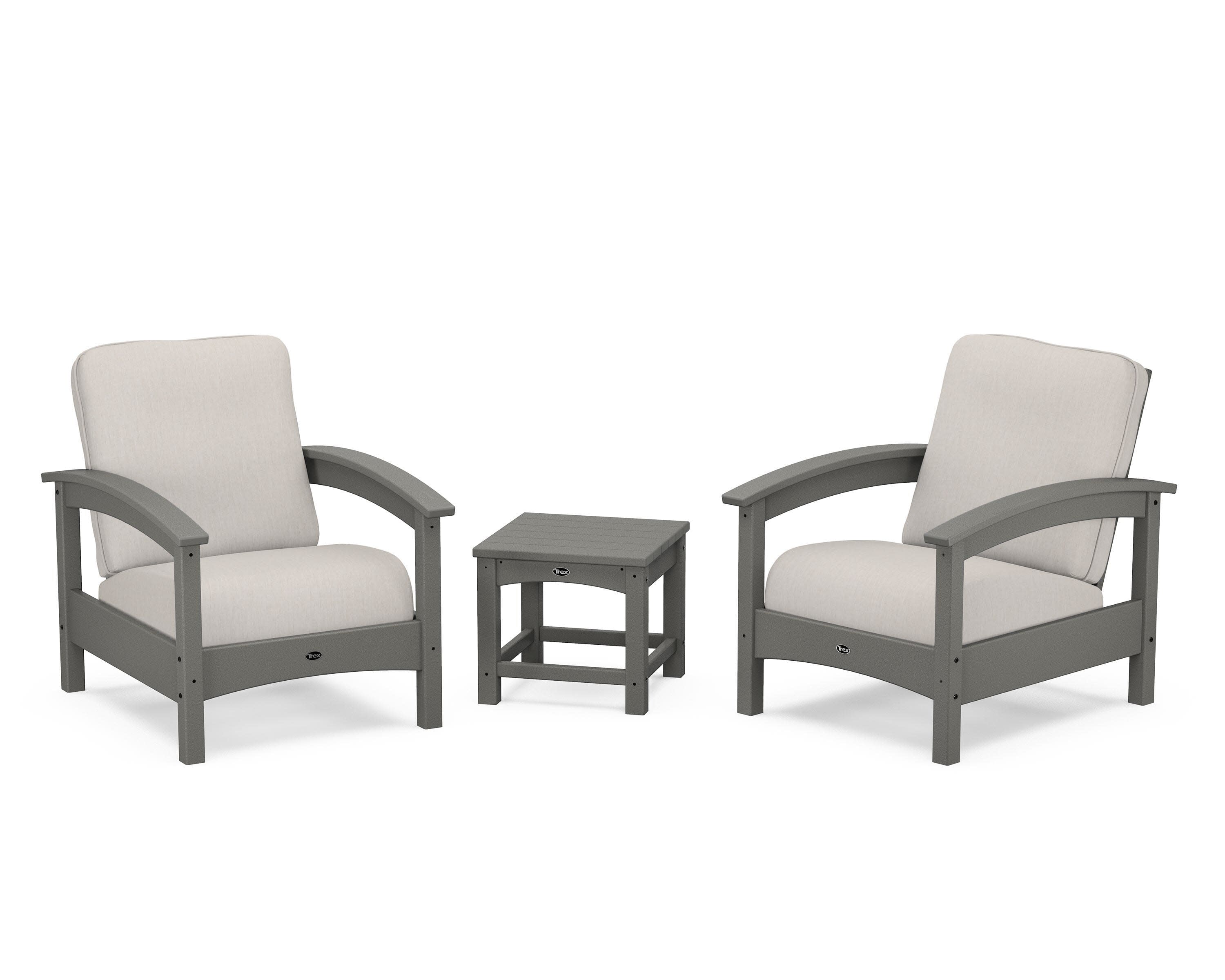 Rockport Club 3-Piece Deep Seating Conversation Set in Stepping Stone / Cast Ash