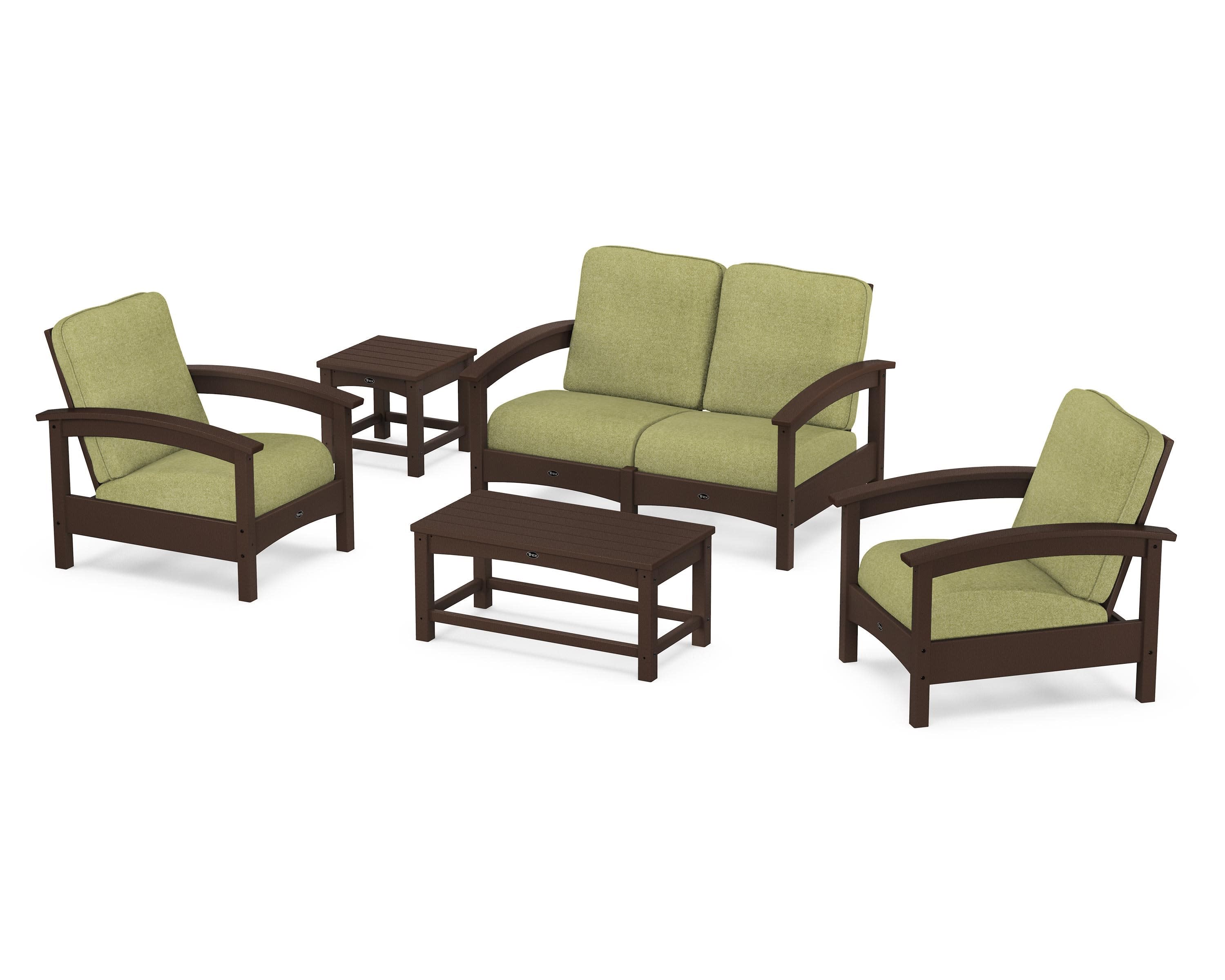 Rockport Club 6-Piece Deep Seating Conversation Set in Vintage Lantern / Chartreuse Boucle