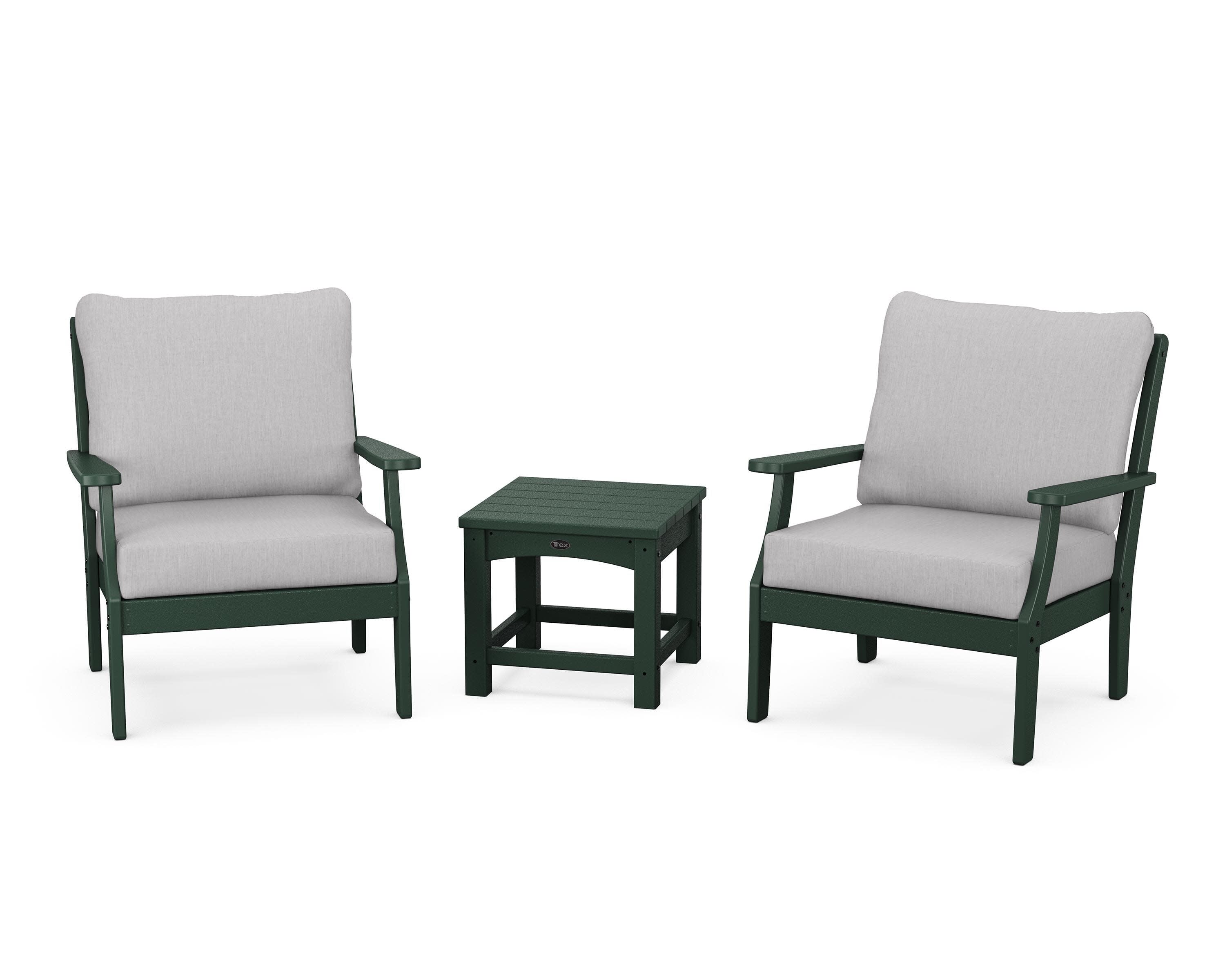 Yacht Club 3-Piece Deep Seating Set in Rainforest Canopy / Granite