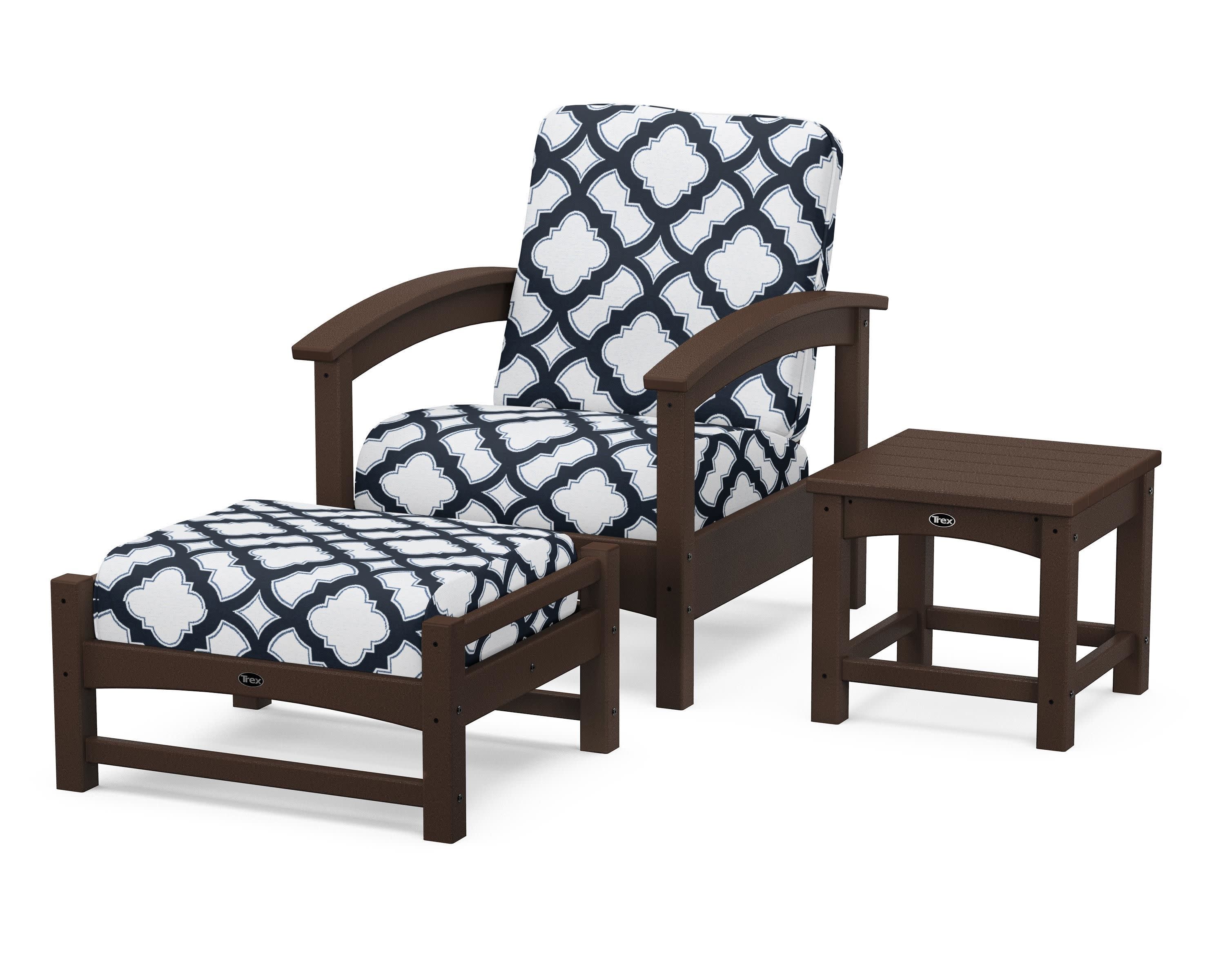 Rockport 3-Piece Deep Seating Set in Vintage Lantern / Trellis Marine Indigo