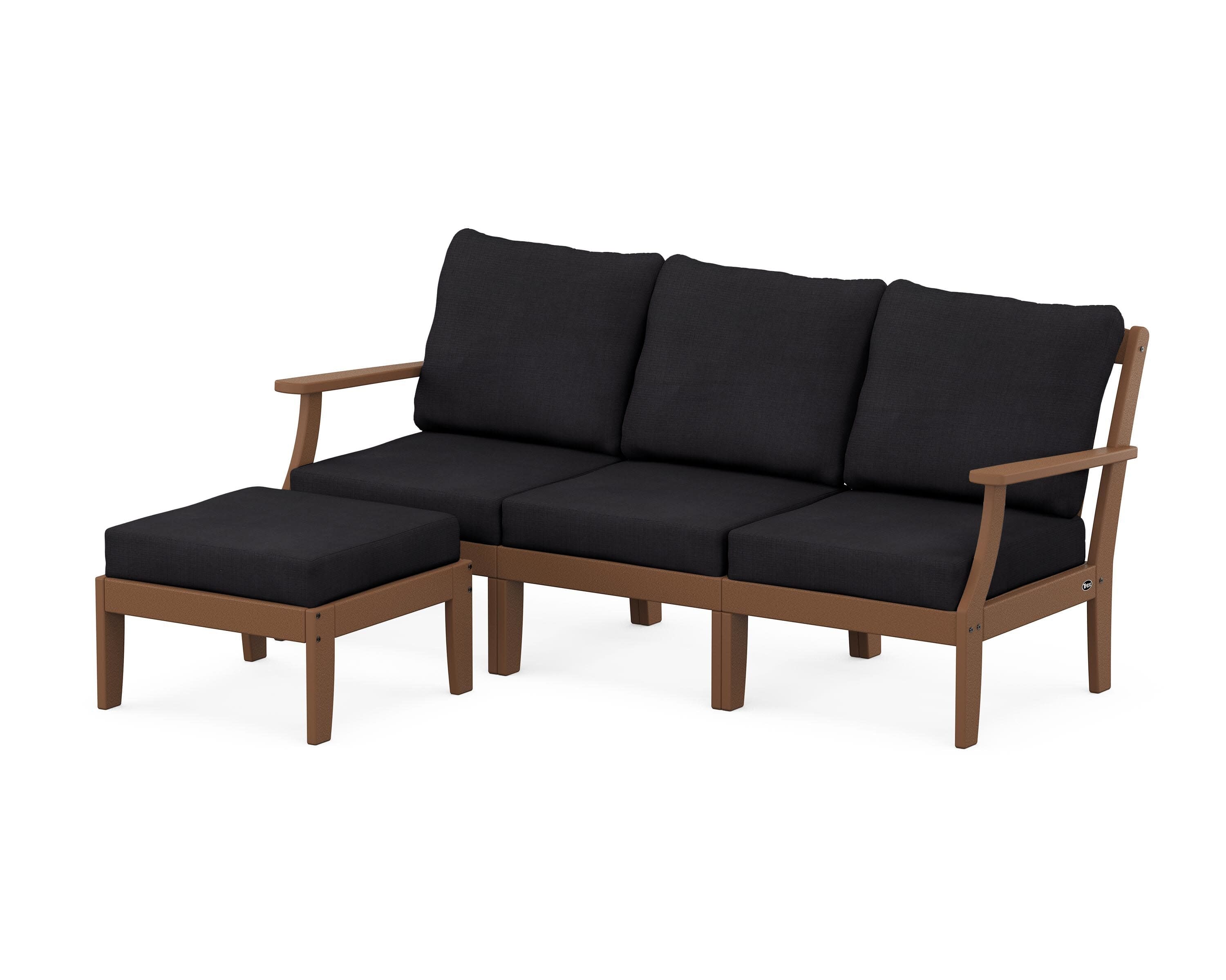 Yacht Club Modular 4-Piece Deep Seating Set with Ottoman in Tree House / Midnight Linen