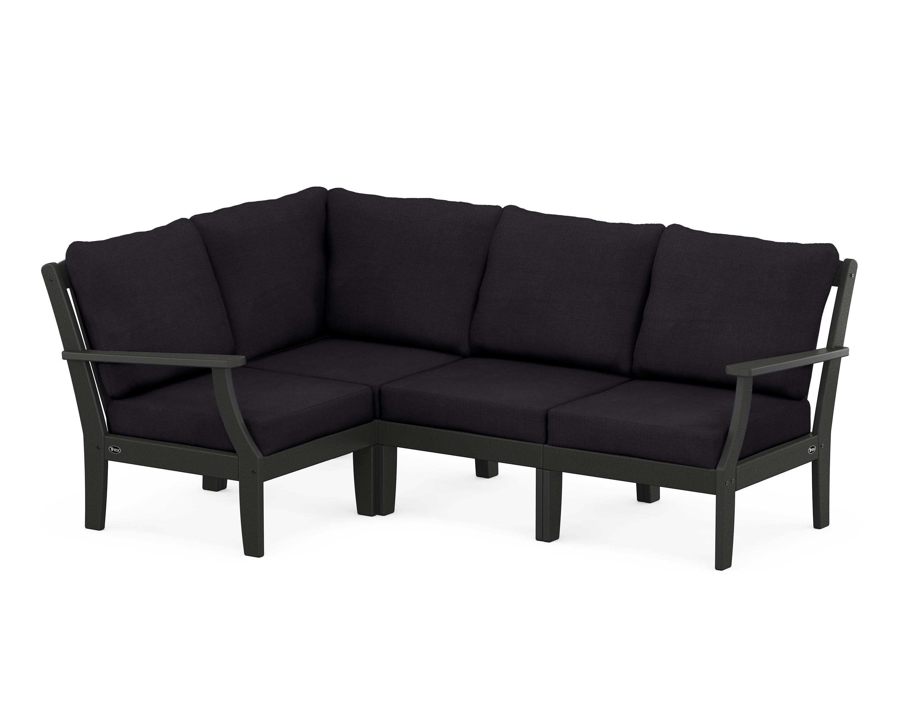 Yacht Club Modular 4-Piece Deep Seating Set in Charcoal Black / Midnight Linen