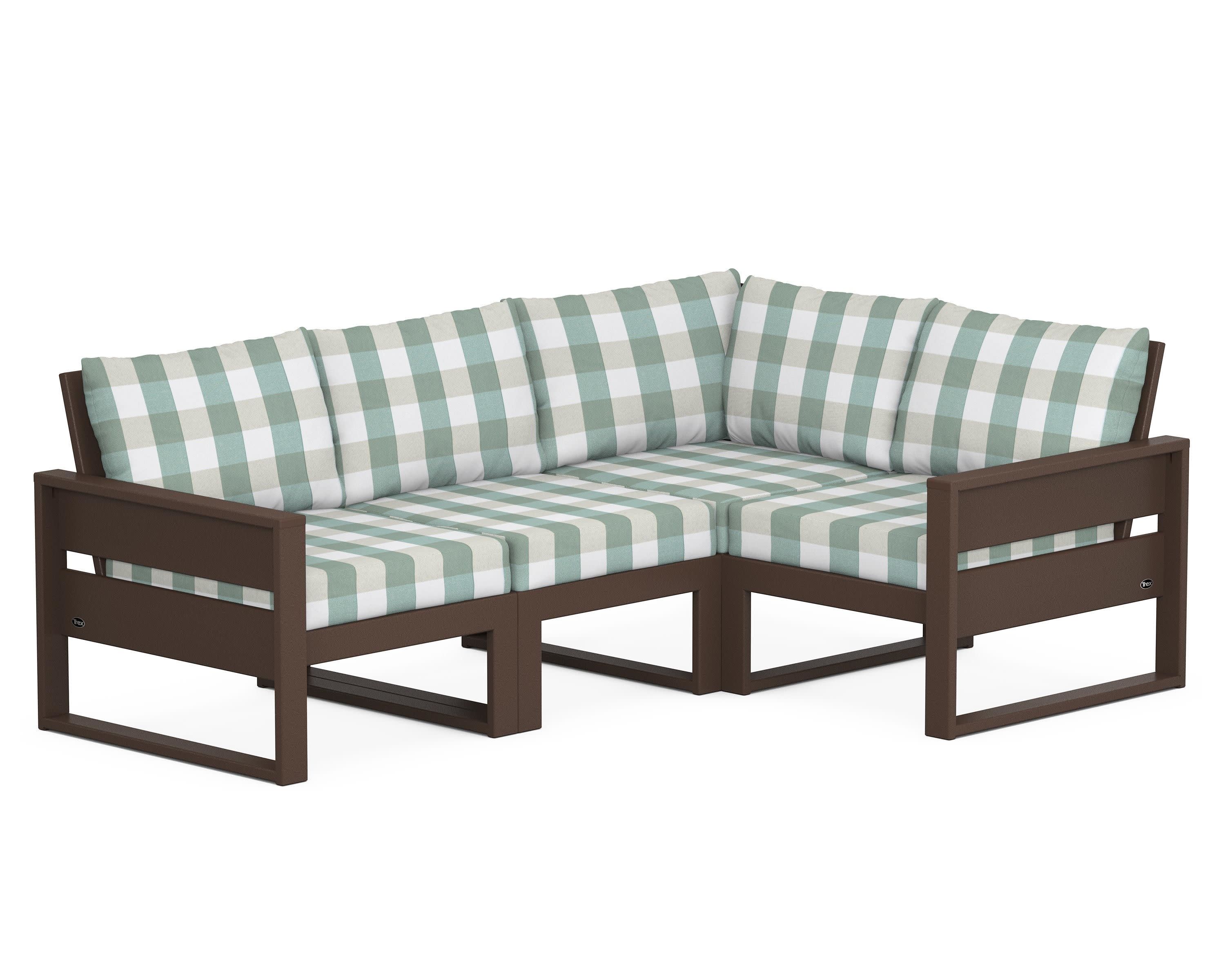 Eastport 4- Piece Sectional in Vintage Lantern / Buffalo Plaid Glacier Spa