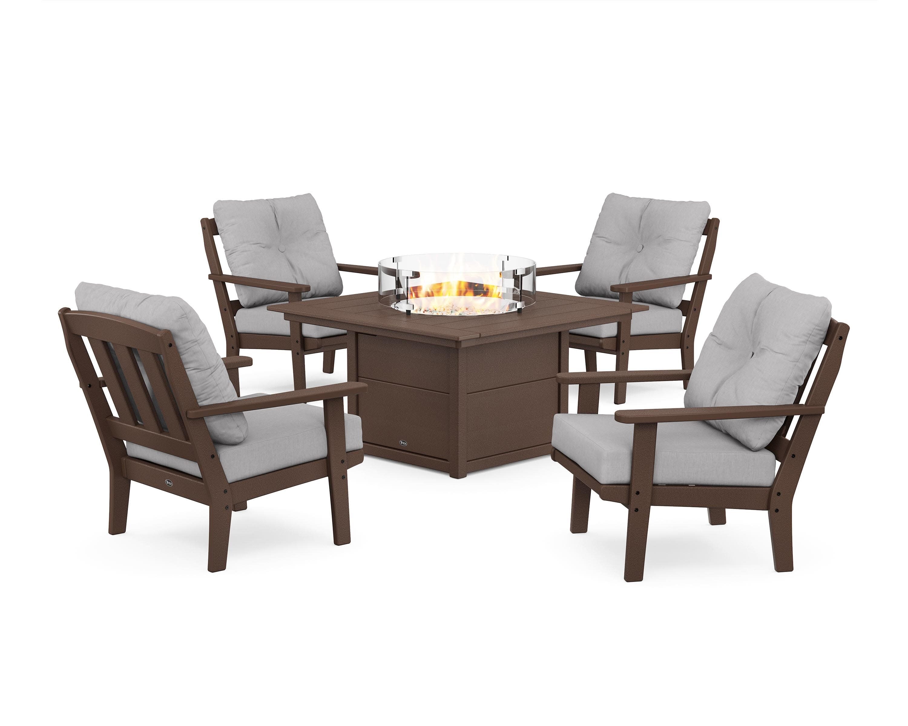Cape Cod 5-Piece Deep Seating Set with Fire Pit Table in Vintage Lantern / Granite