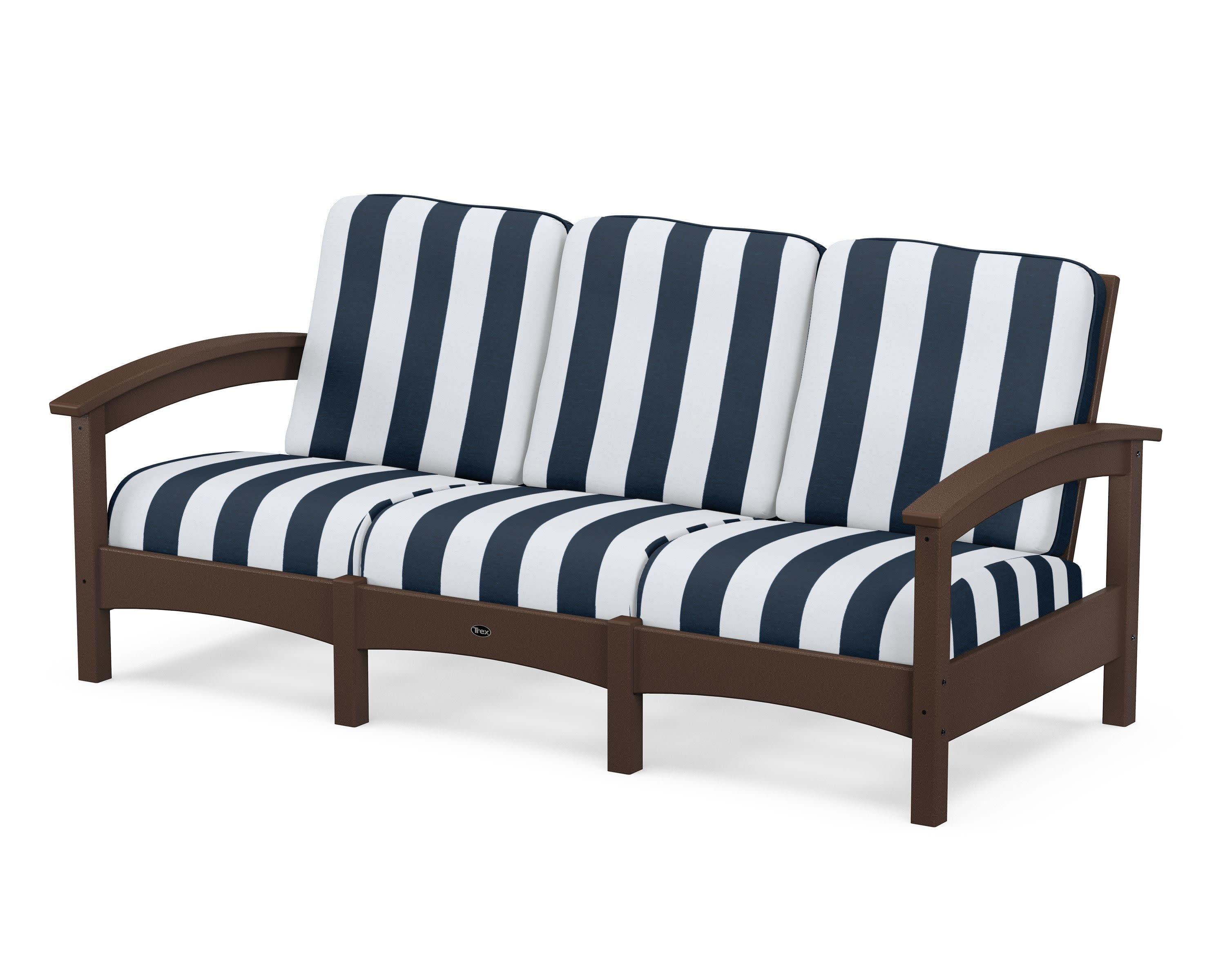 Rockport Club Sofa in Vintage Lantern / Cabana Stripe Marine Indigo