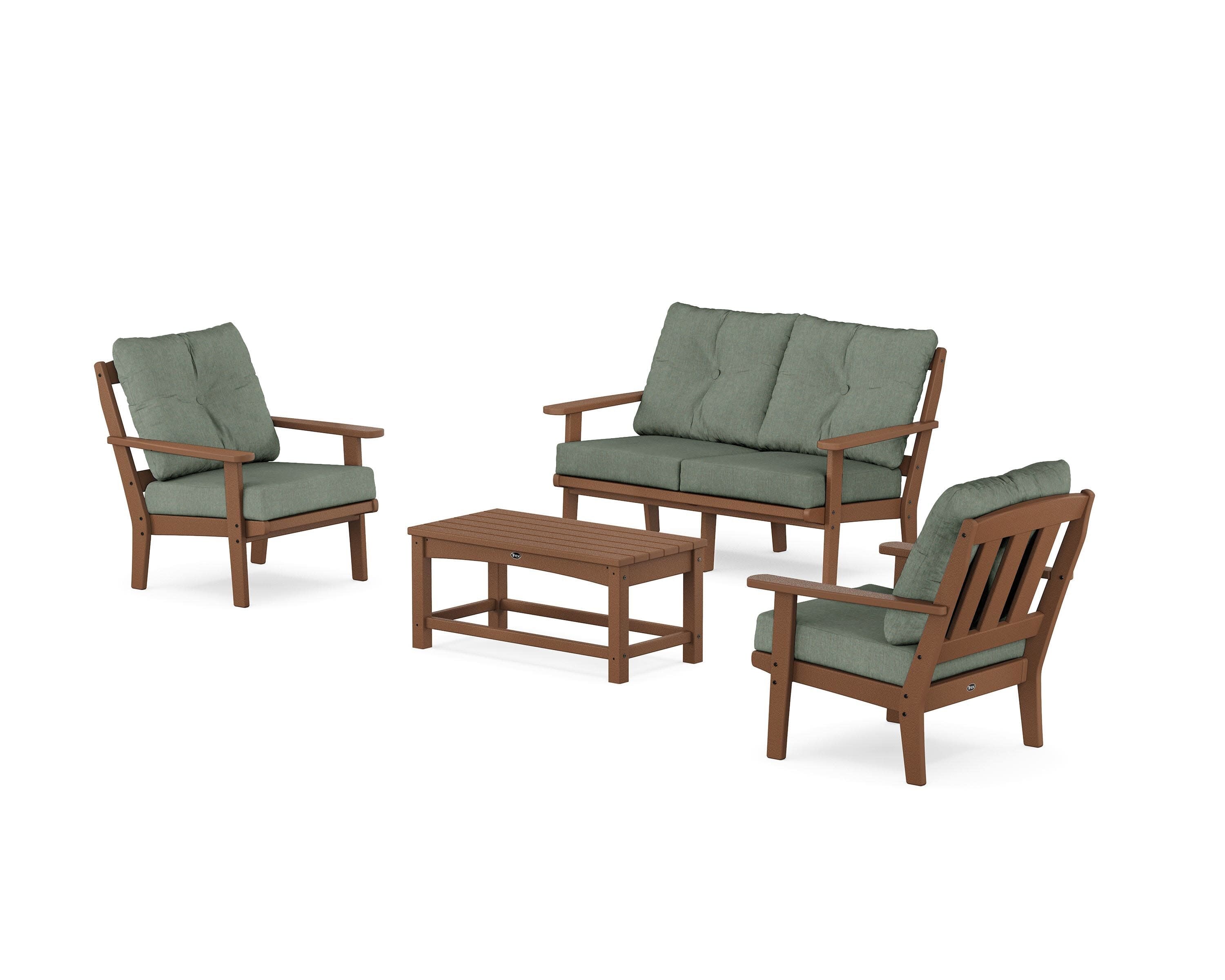 Cape Cod 4-Piece Deep Seating Set with Loveseat in Tree House / Cast Sage