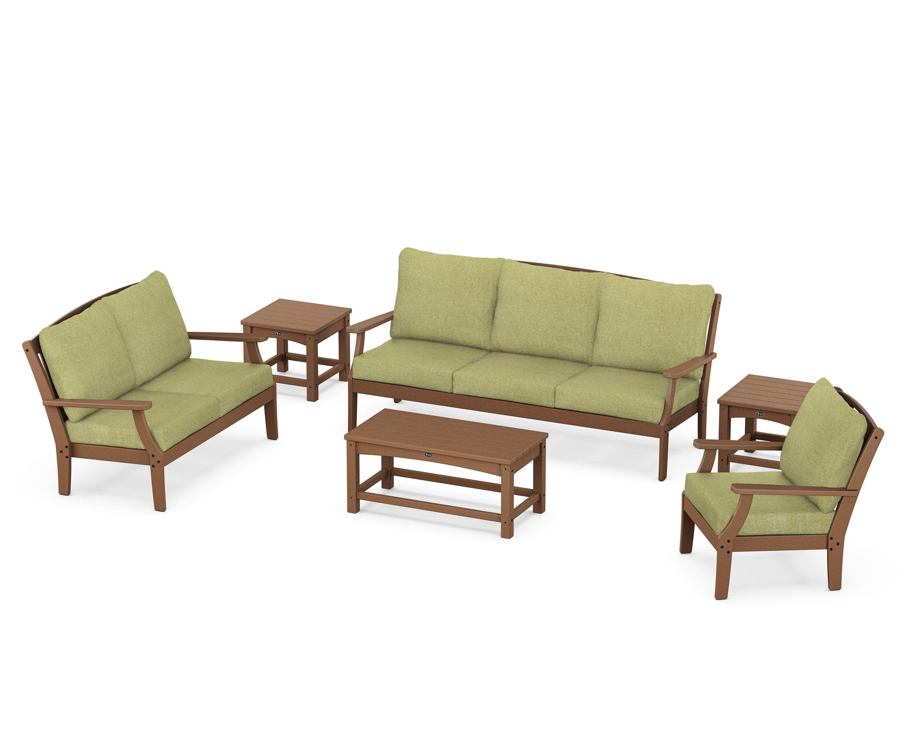 Yacht Club 6-Piece Deep Seating Set in Tree House / Chartreuse Boucle