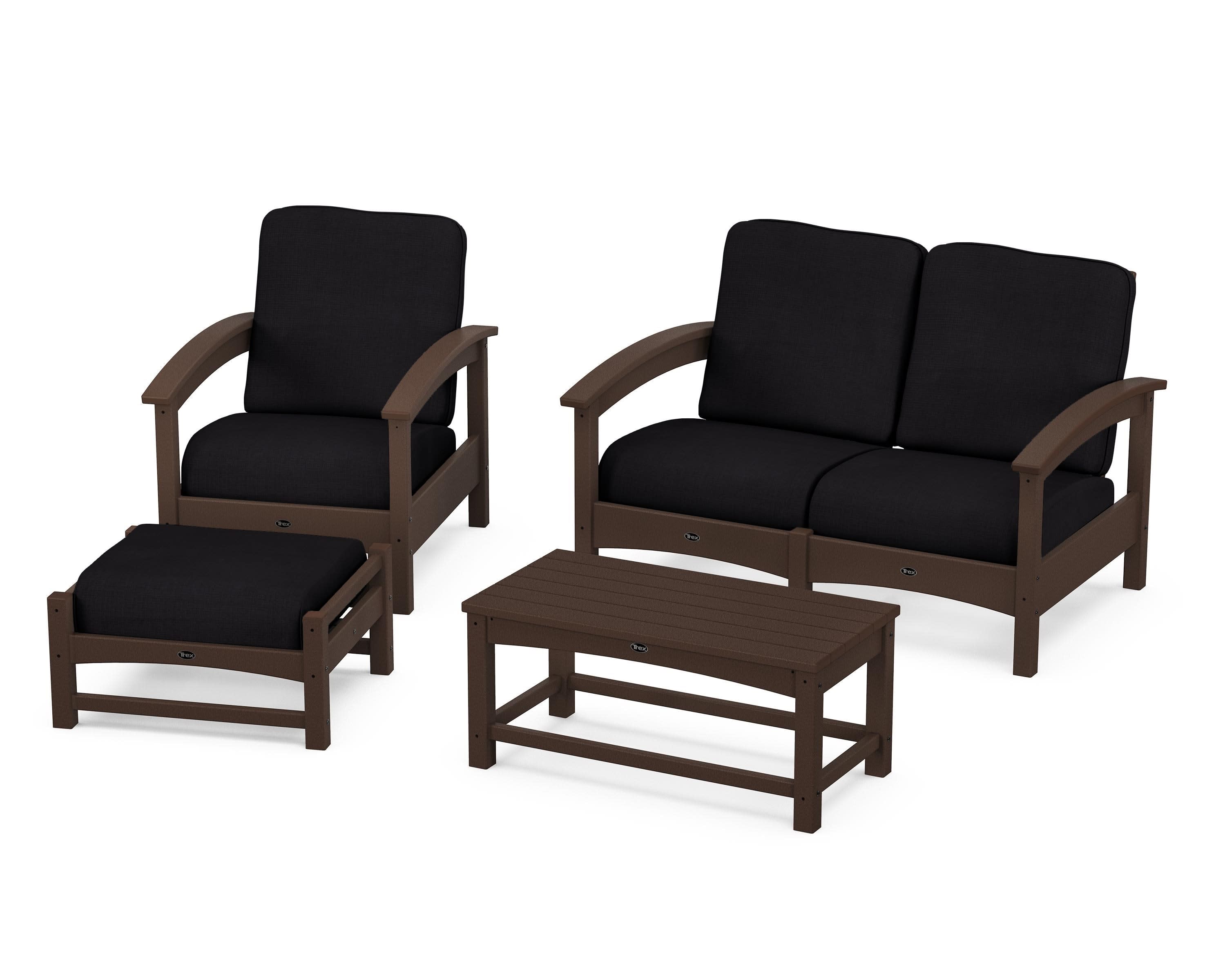 Rockport 4-Piece Deep Seating Conversation Group in Vintage Lantern / Midnight Linen