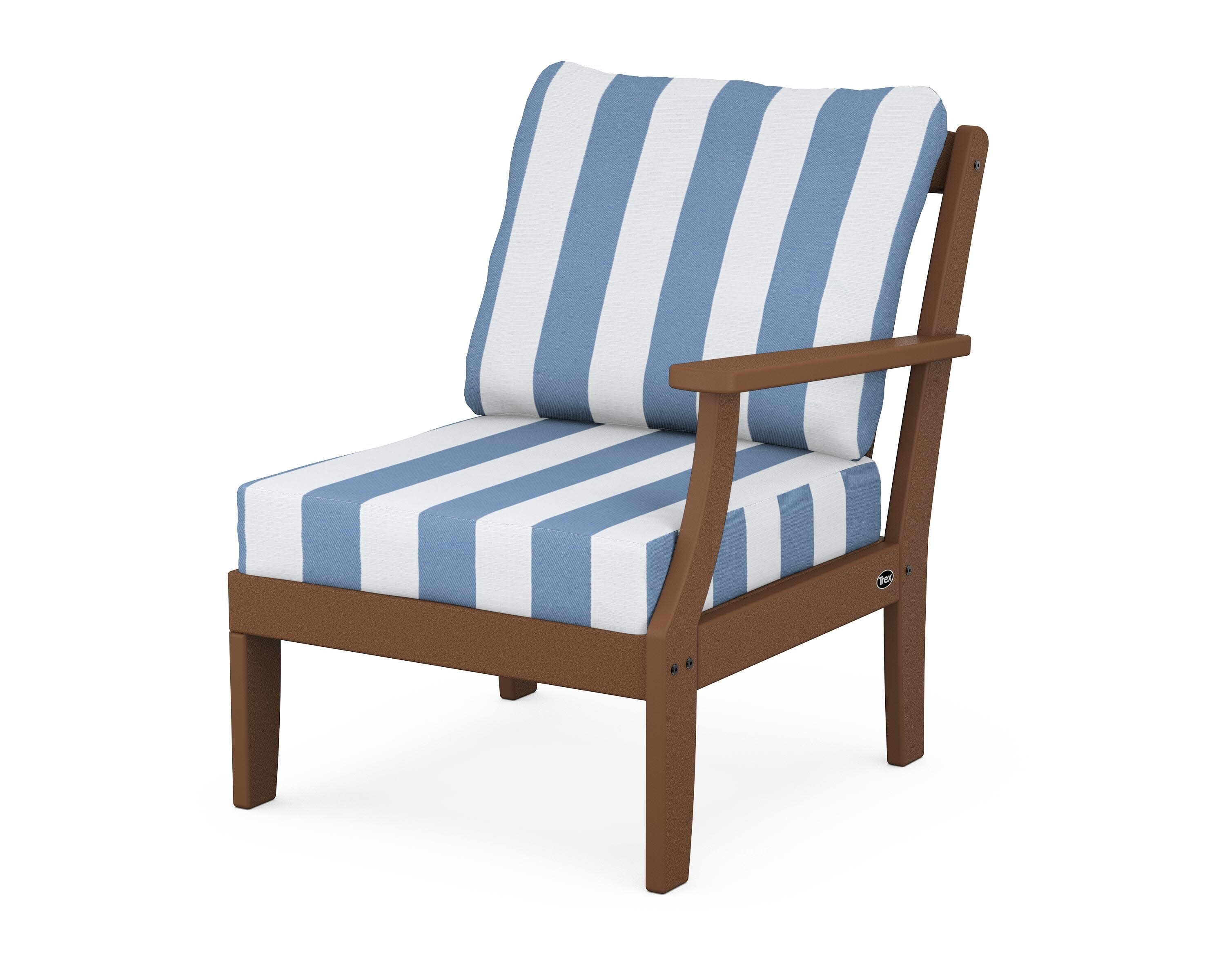 Yacht Club Modular Right Arm Chair in Tree House / Cabana Stripe Sky Blue