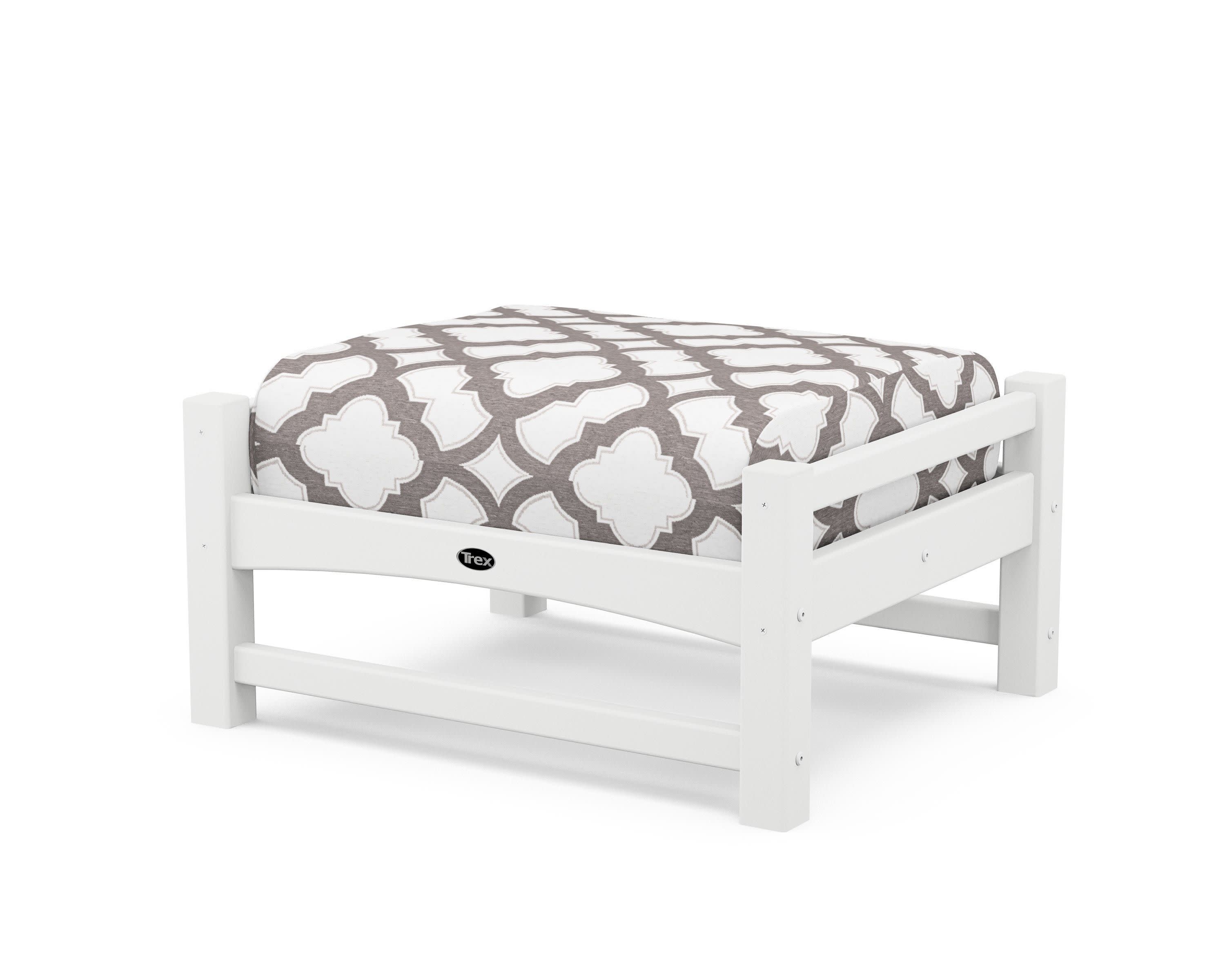 Rockport Club Ottoman in Classic White / Trellis Grey Mist