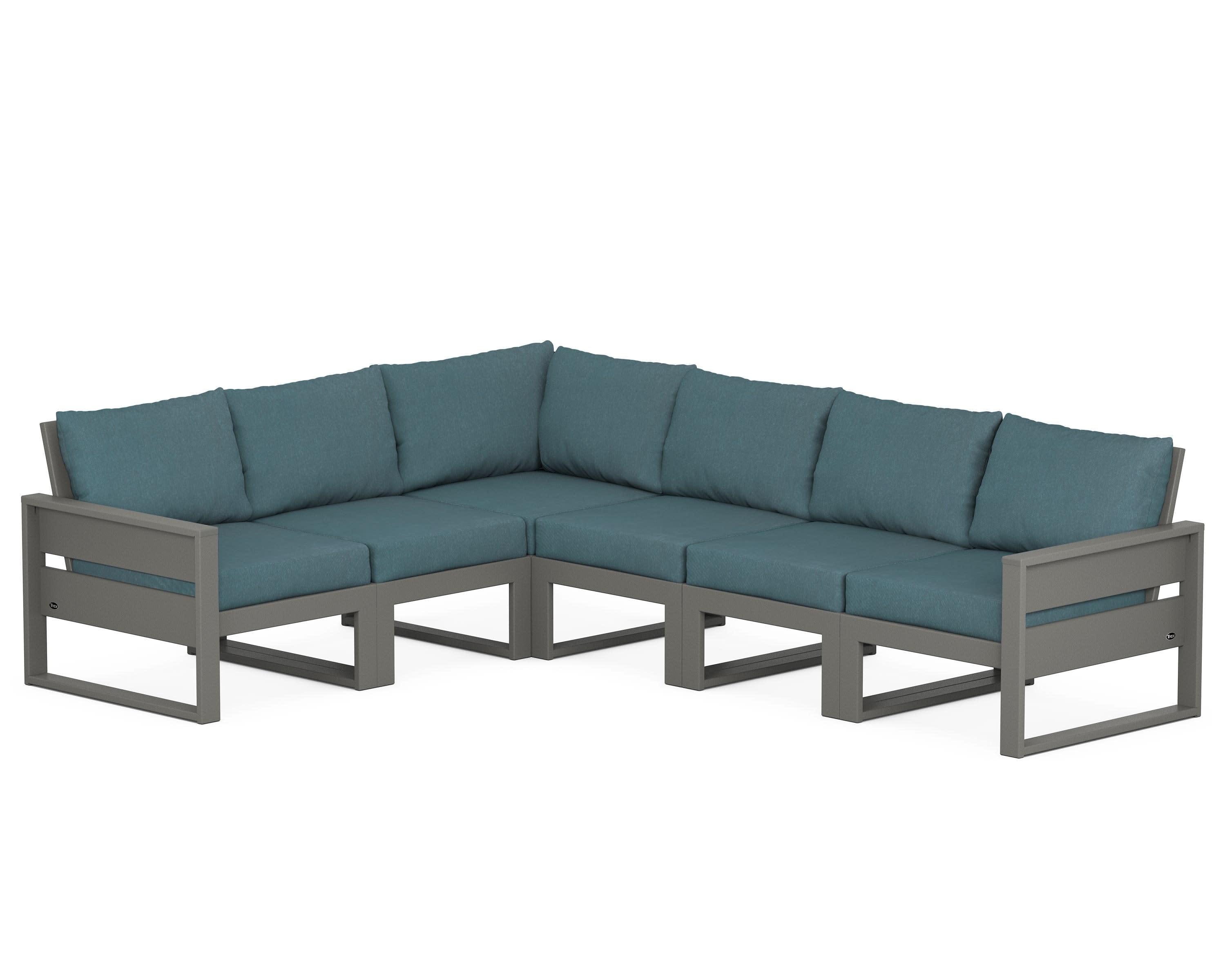Eastport 6-Piece Sectional in Stepping Stone / Ocean Teal