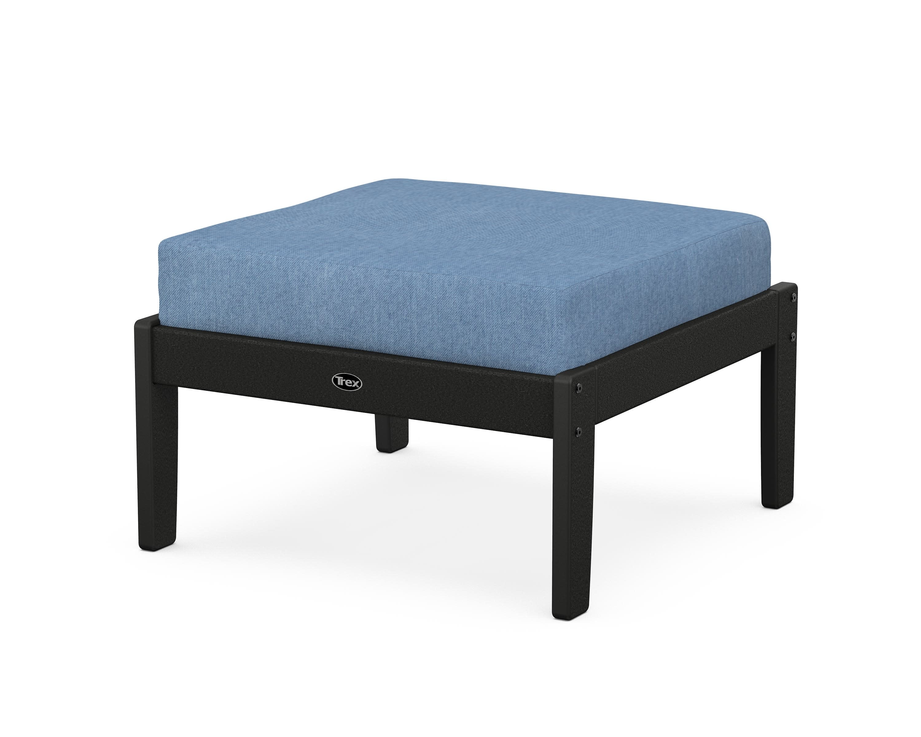 Yacht Club Deep Seating Ottoman in Charcoal Black / Sky Blue