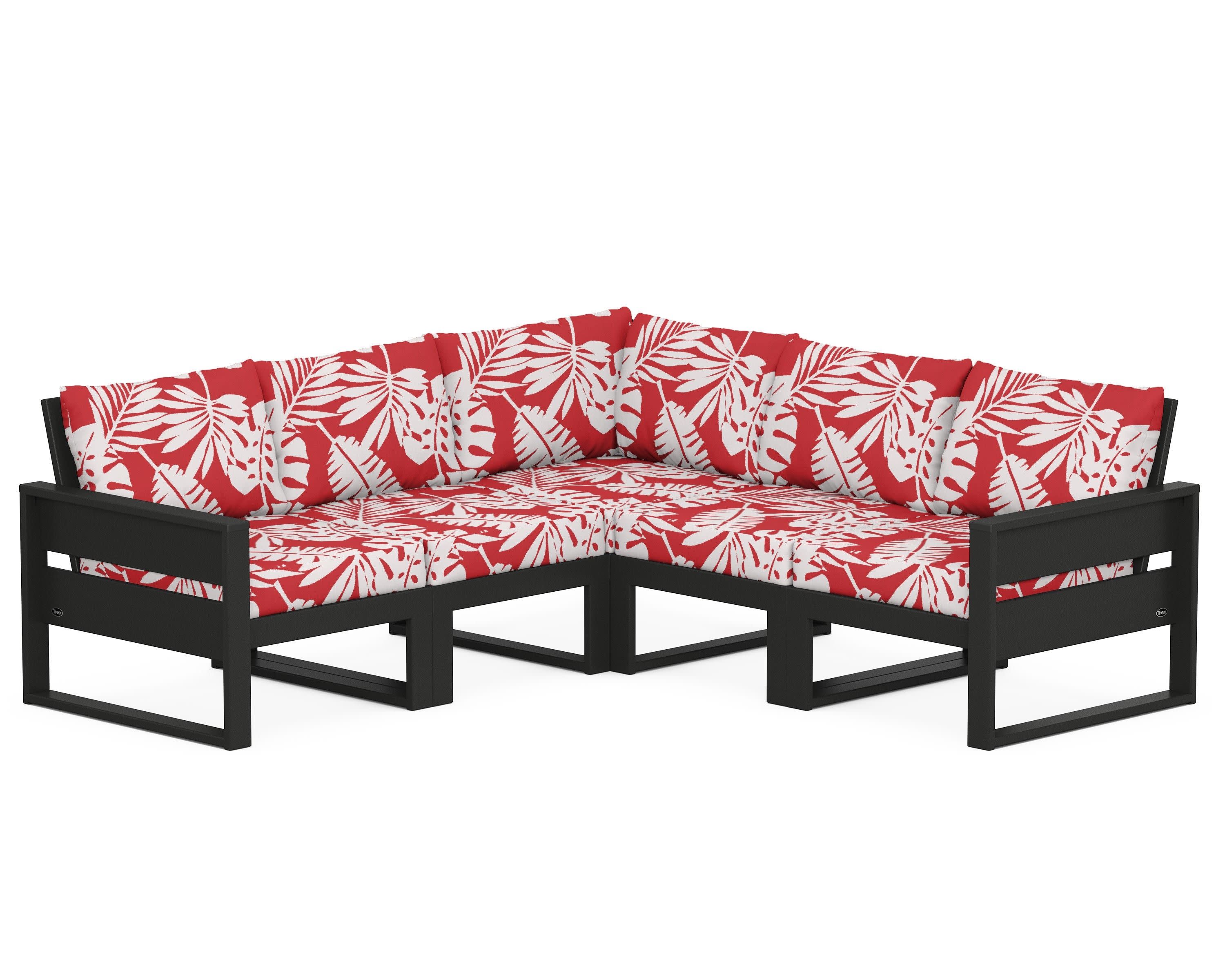 Eastport 5-Piece Sectional in Charcoal Black / Leaf Crimson