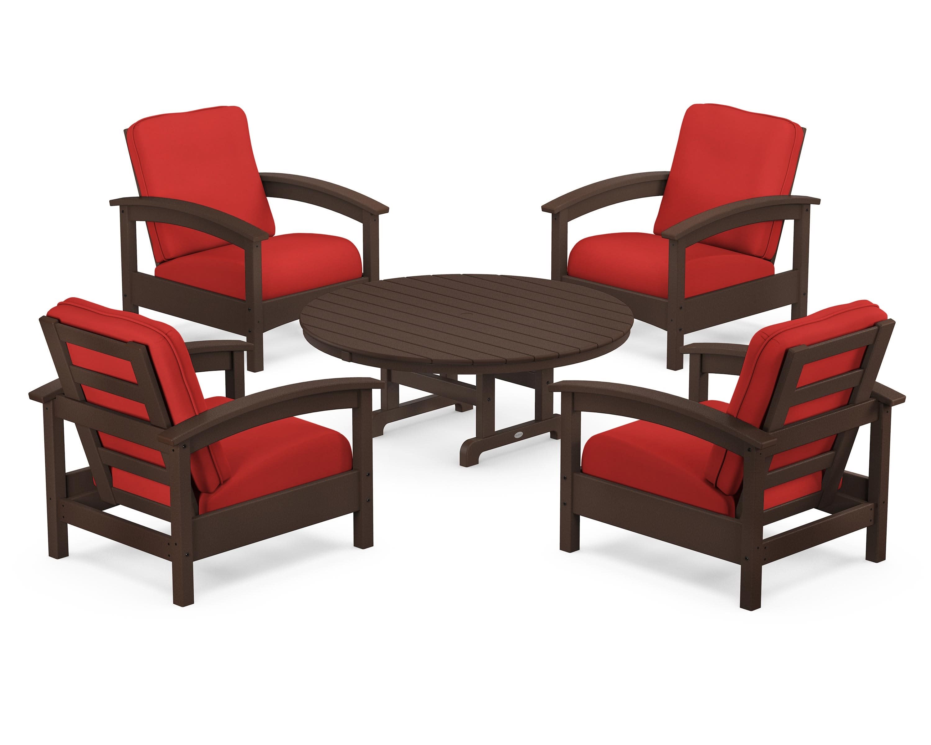 Rockport 5-Piece Deep Seating Set in Vintage Lantern / Crimson Linen
