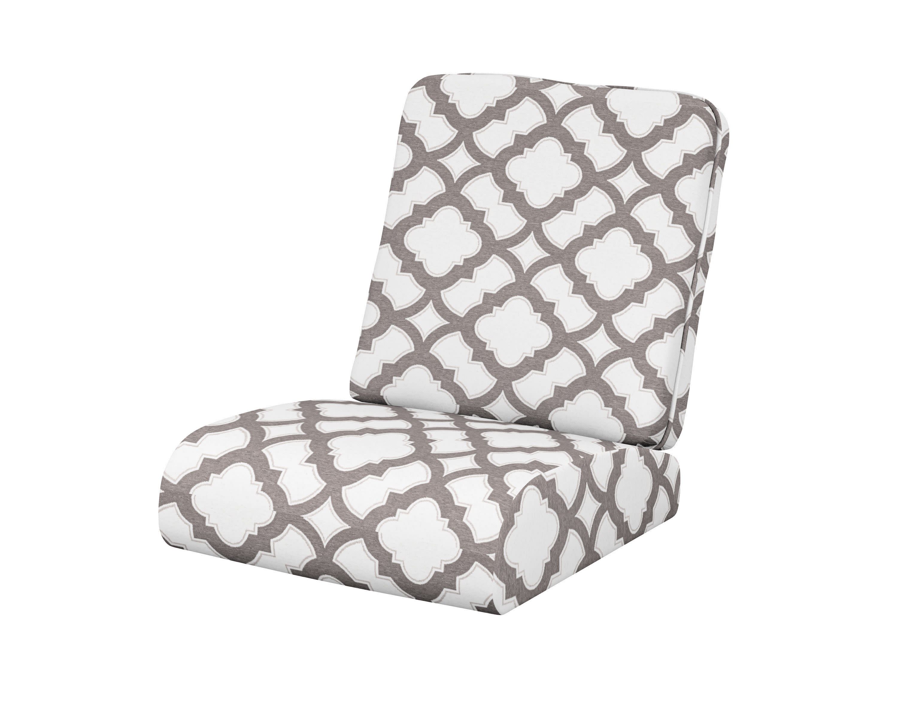 Club Seat/Back Cushion in Trellis Grey Mist
