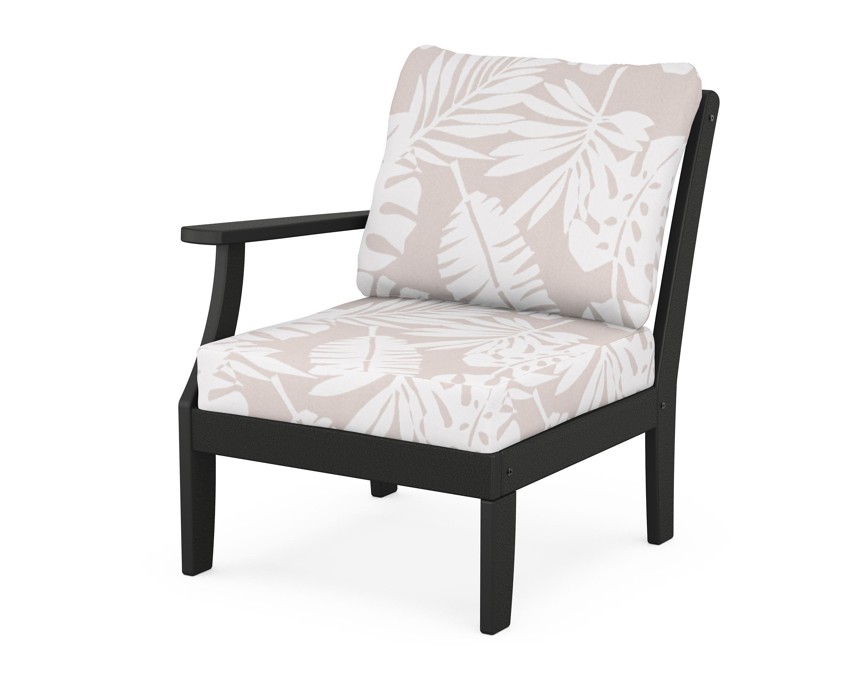 Yacht Club Modular Left Arm Chair in Charcoal Black / Leaf Dune Burlap