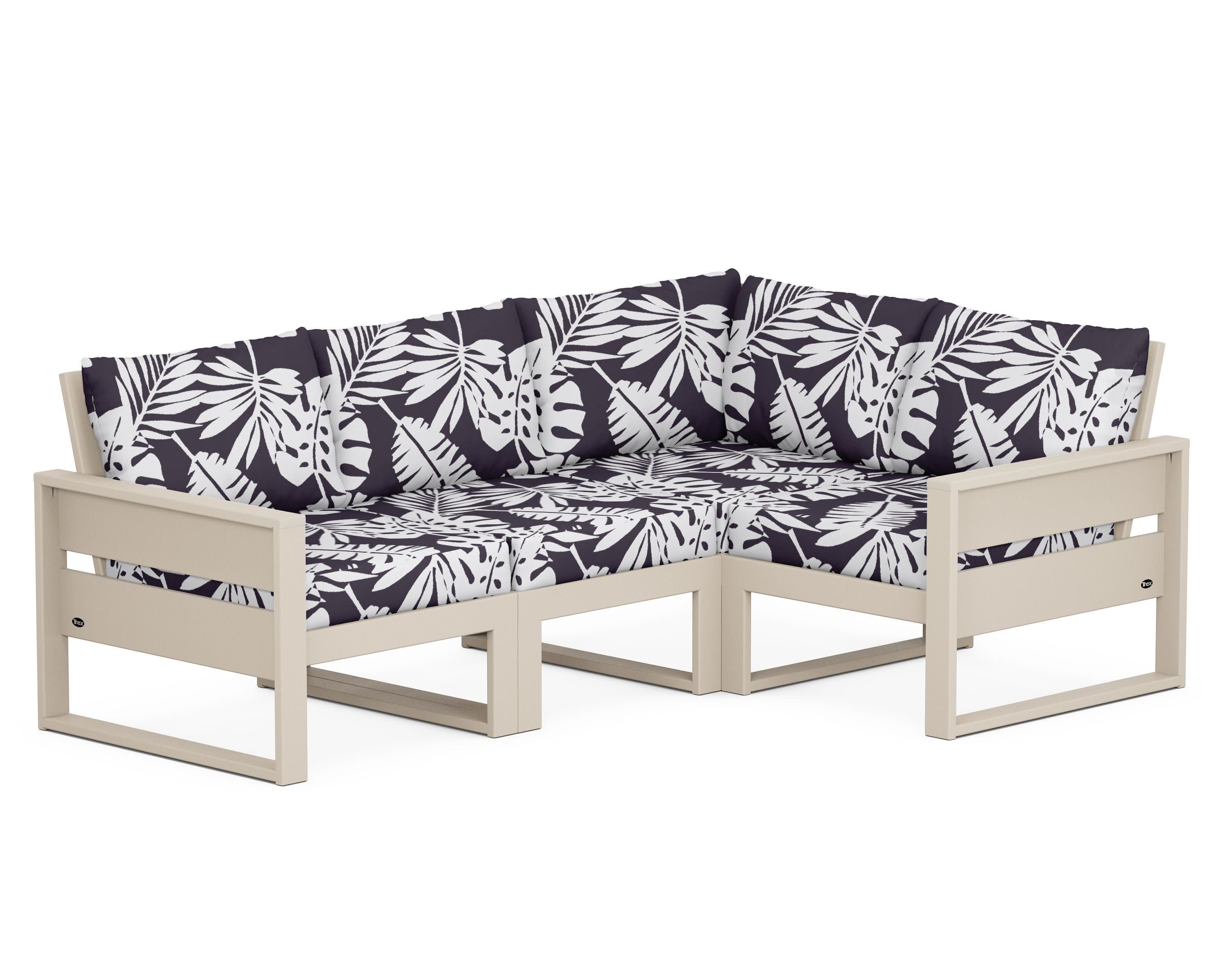 Eastport 4- Piece Sectional in Sand Castle / Leaf Navy