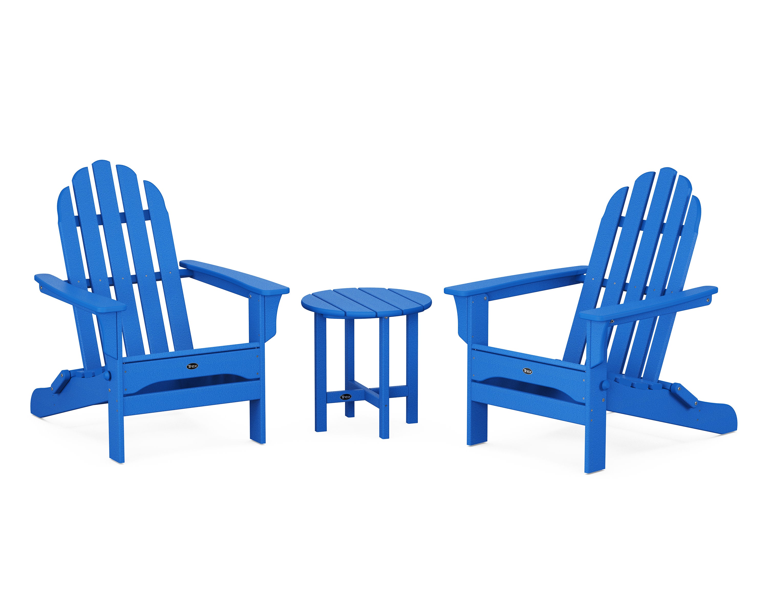 Cape Cod Folding Adirondack Set with Side Table in Pacific Blue