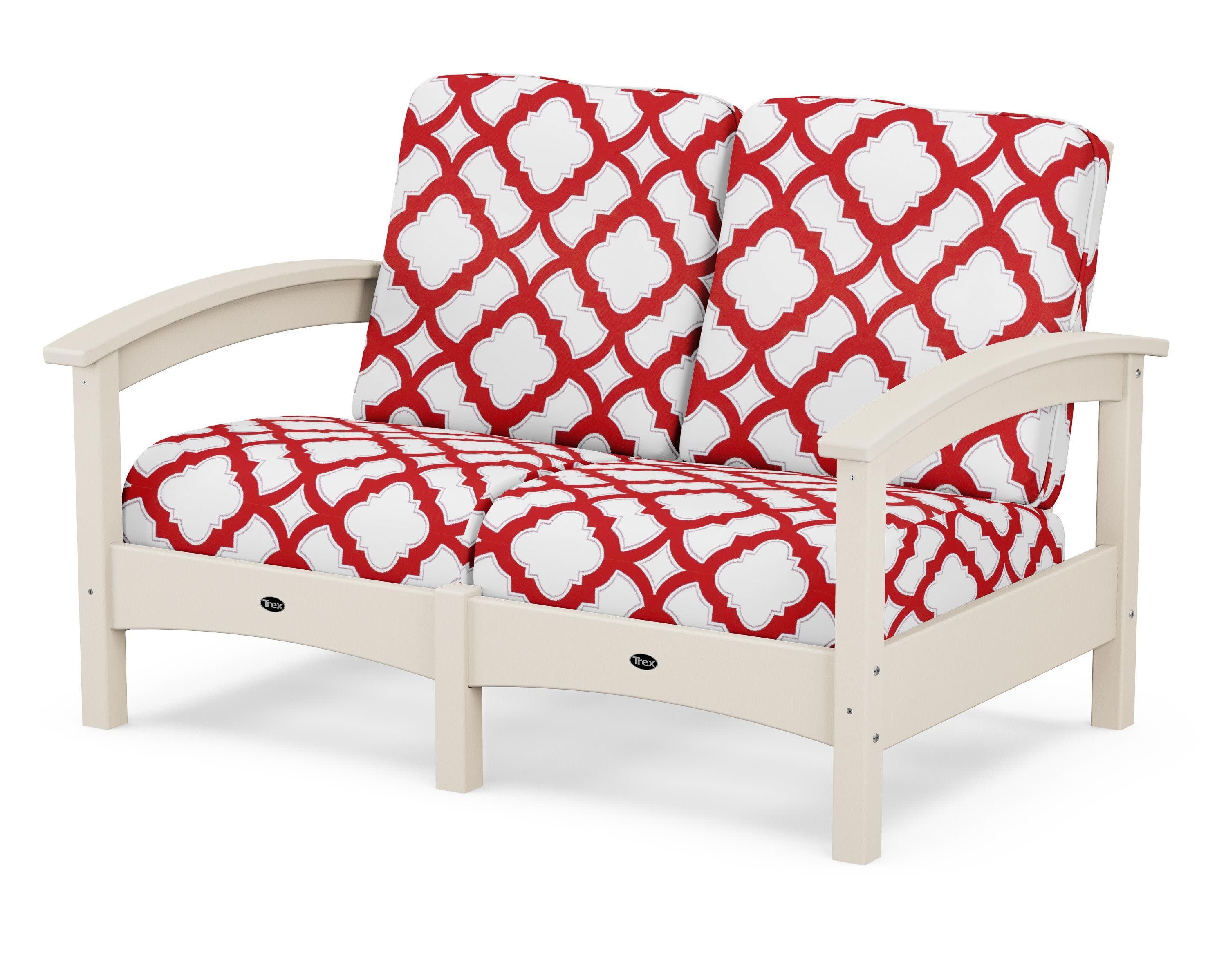 Rockport Club Loveseat in Sand Castle / Trellis Crimson