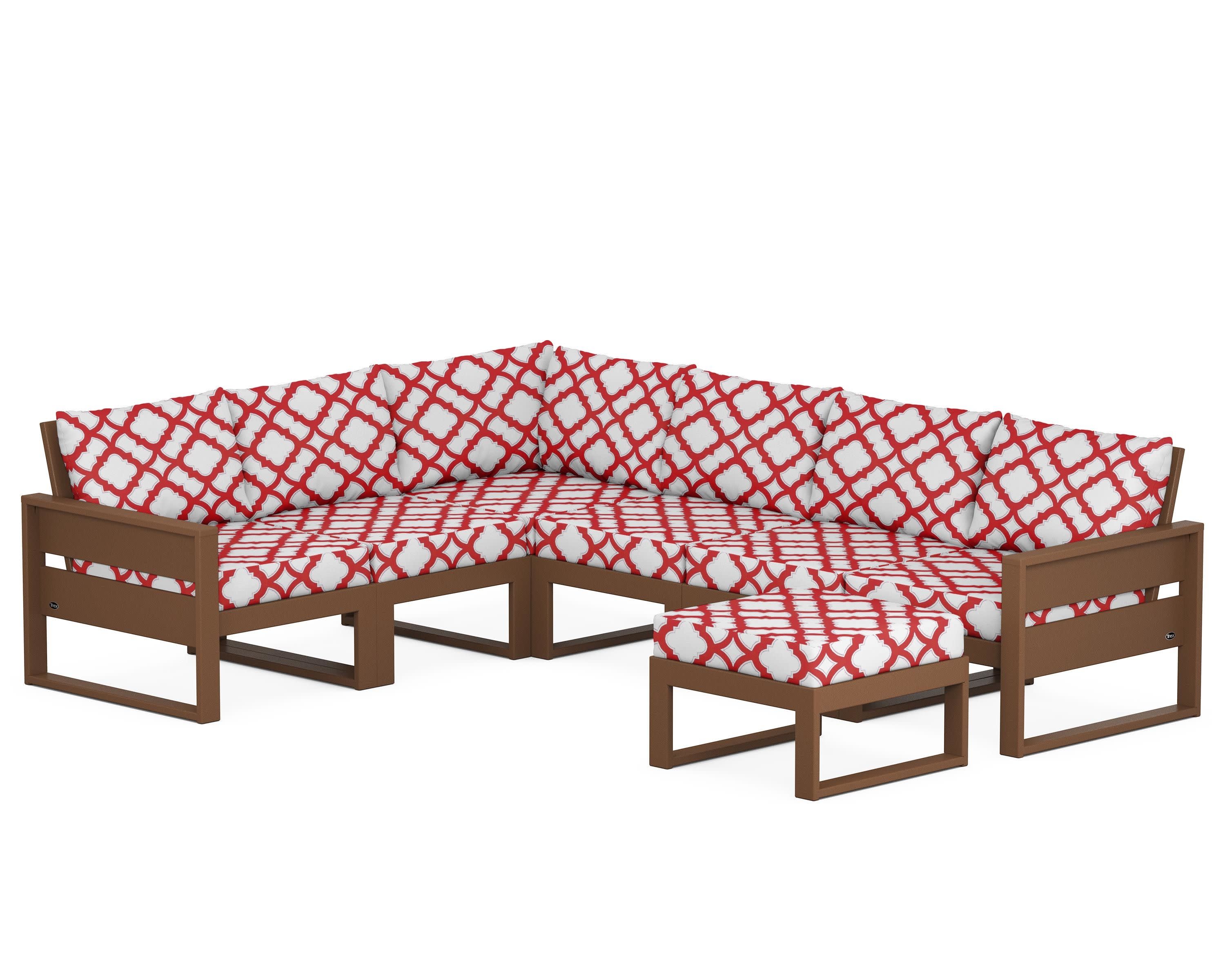 Eastport 6-Piece Sectional with Ottoman in Tree House / Trellis Crimson