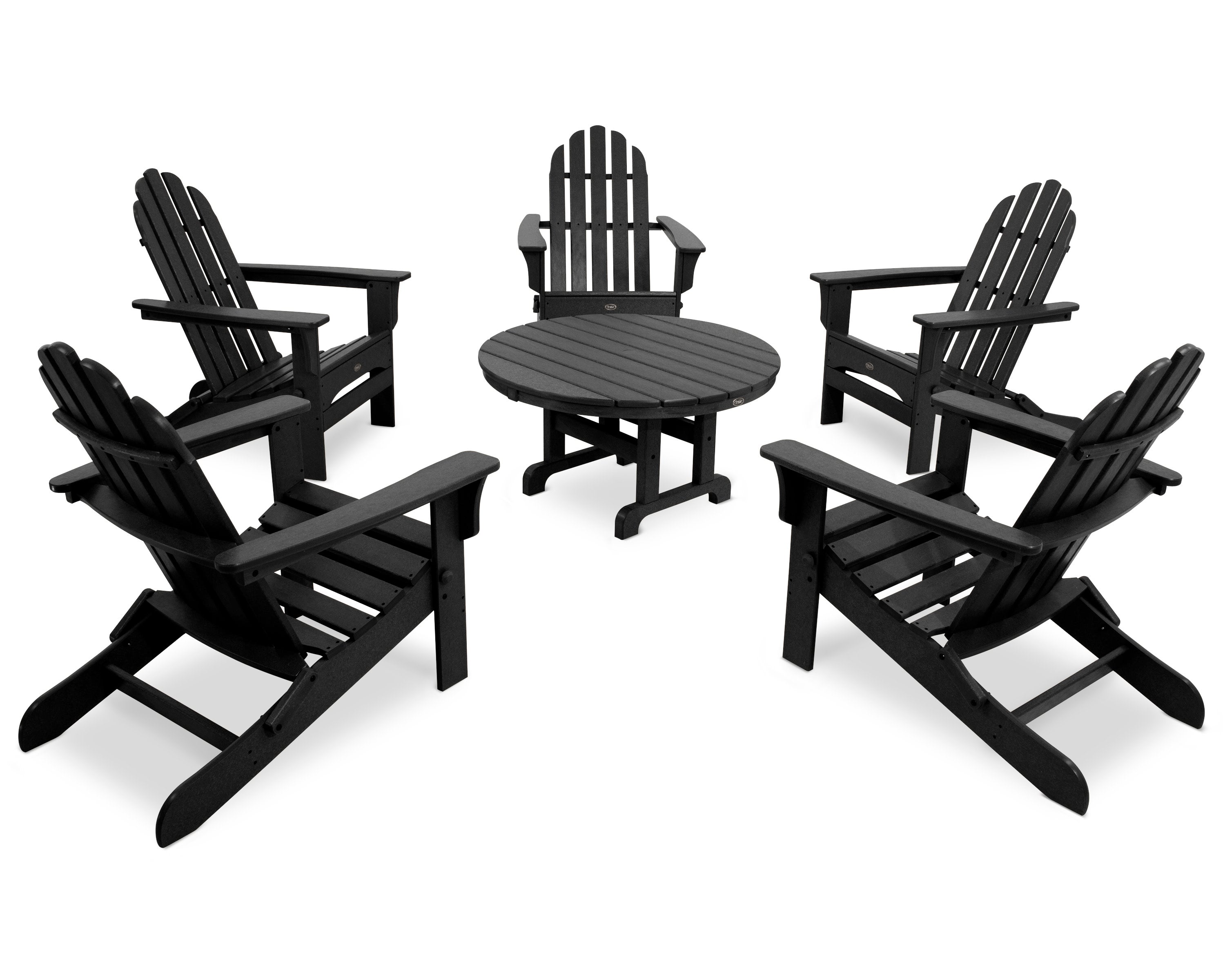 Cape Cod 6-Piece Folding Adirondack Conversation Set in Charcoal Black