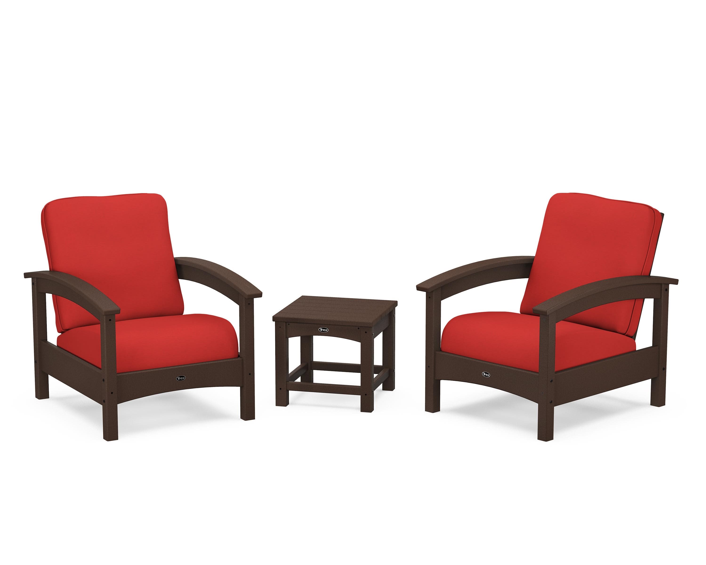 Rockport Club 3-Piece Deep Seating Conversation Set in Vintage Lantern / Crimson Linen