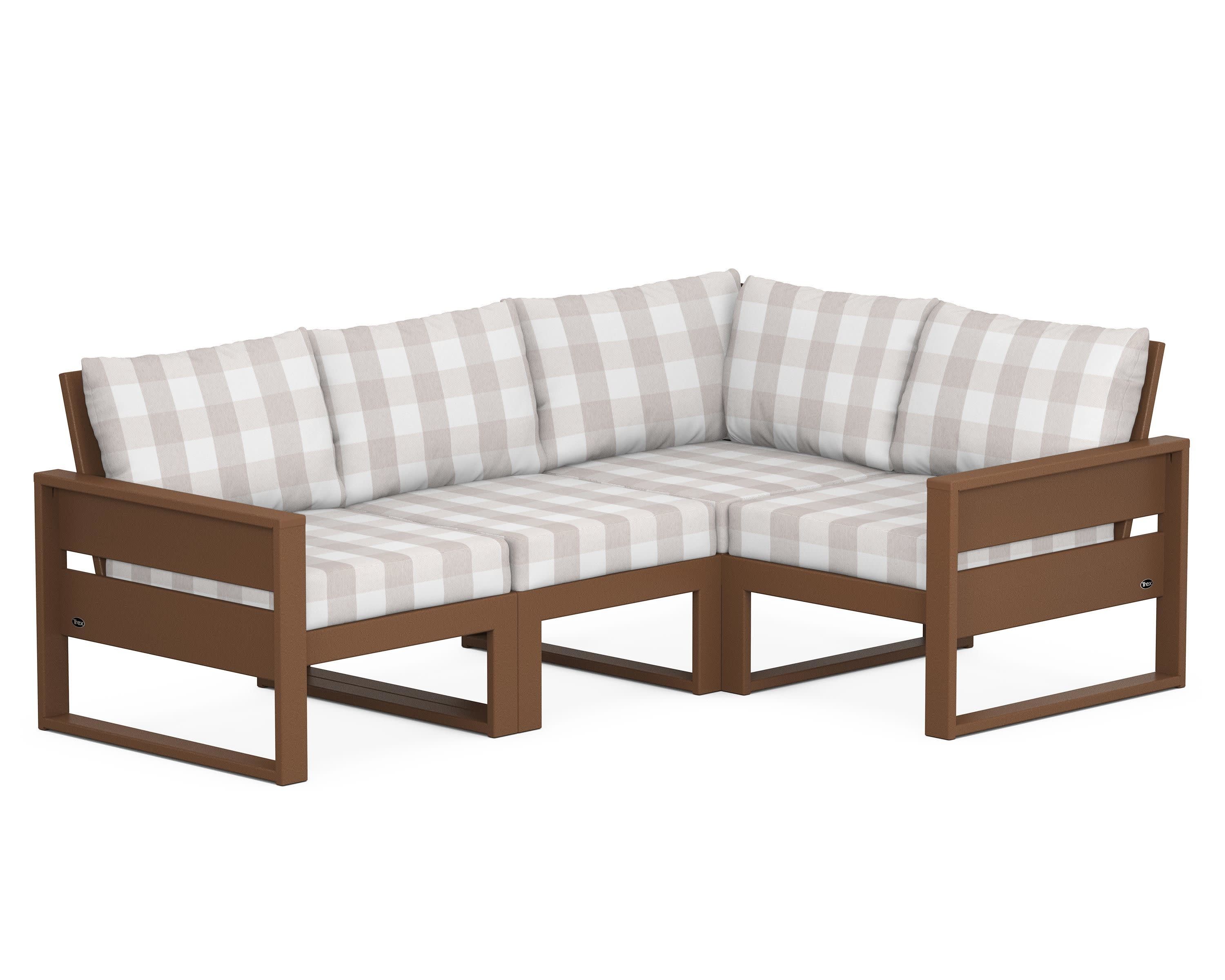 Eastport 4- Piece Sectional in Tree House / Buffalo Plaid Dune Burlap