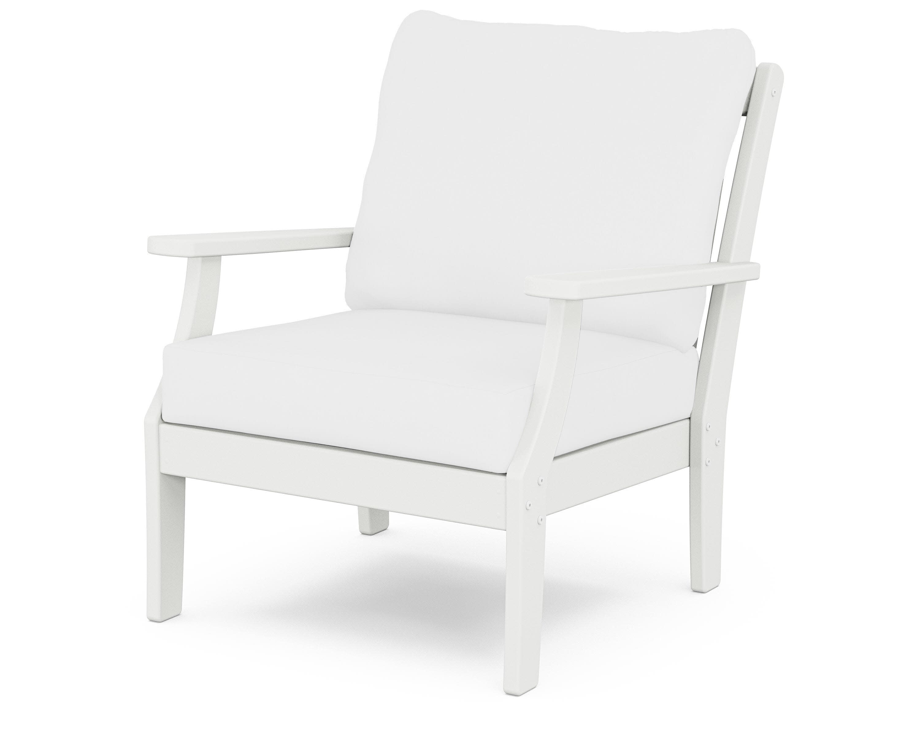 Yacht Club Deep Seating Chair in Classic White / Natural
