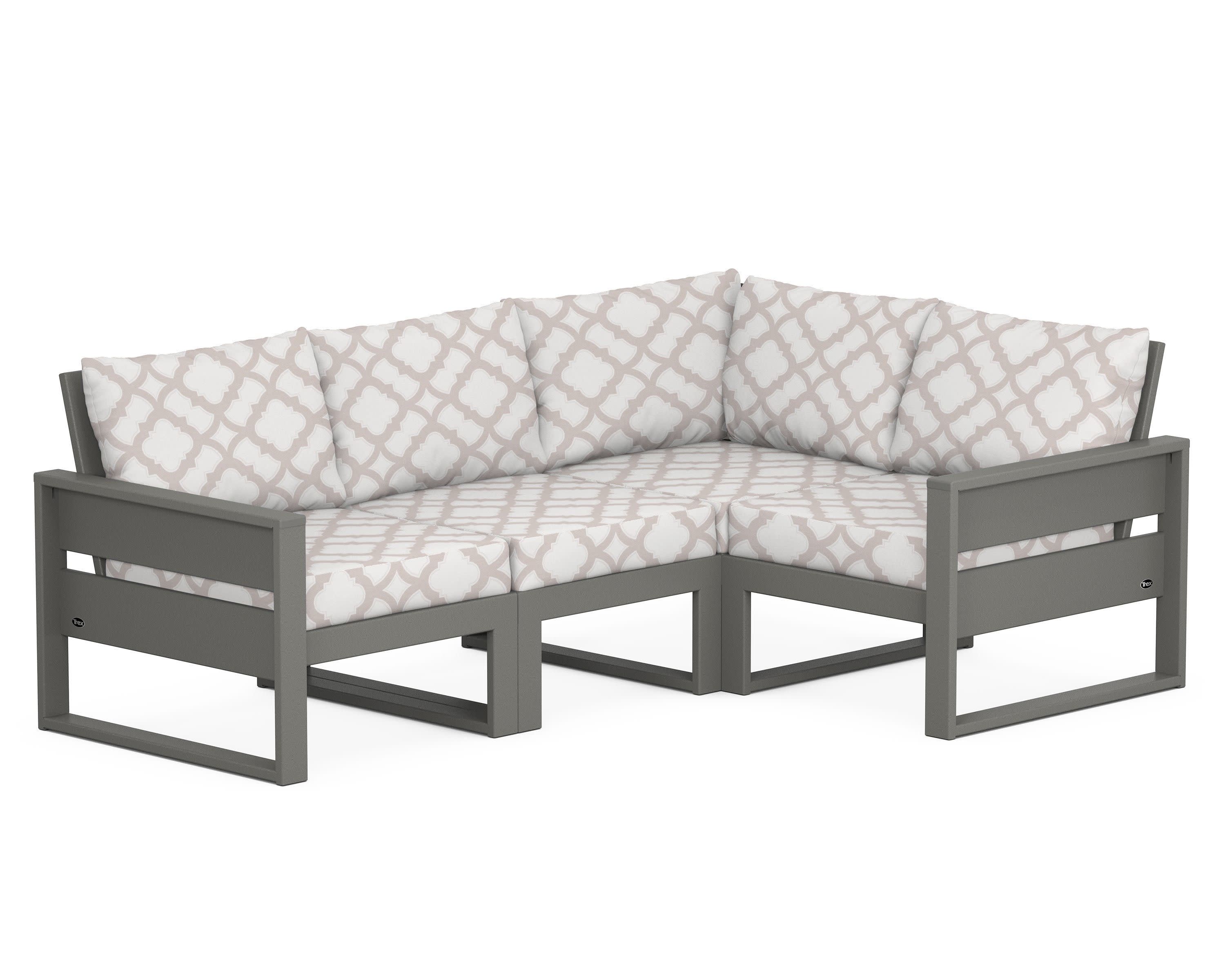 Eastport 4- Piece Sectional in Stepping Stone / Trellis Dune Burlap