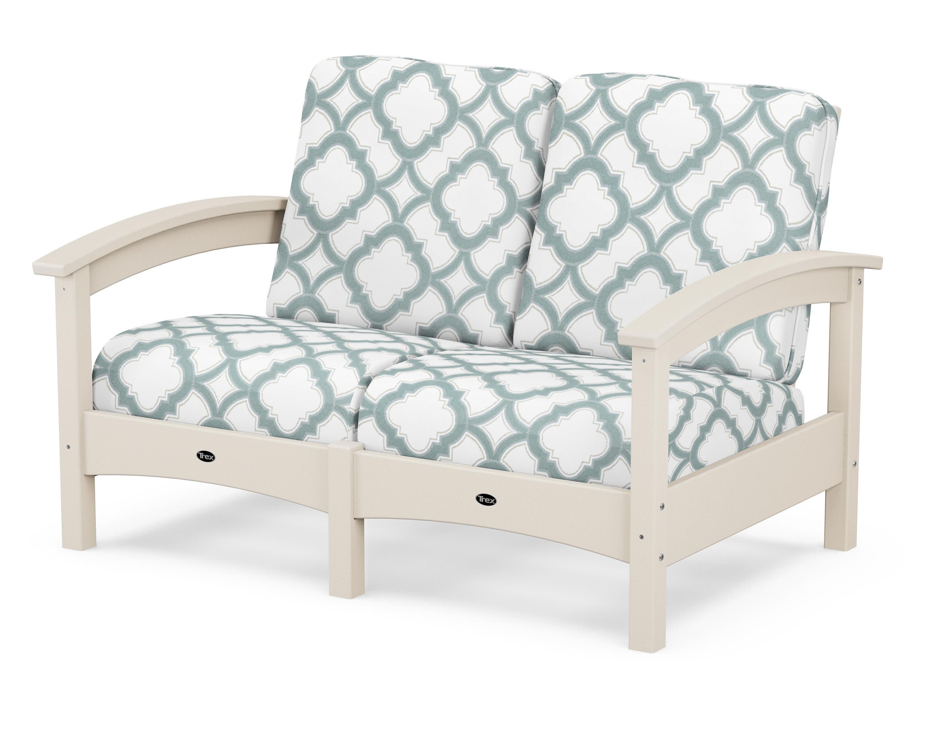 Rockport Club Loveseat in Sand Castle / Trellis Glacier Spa