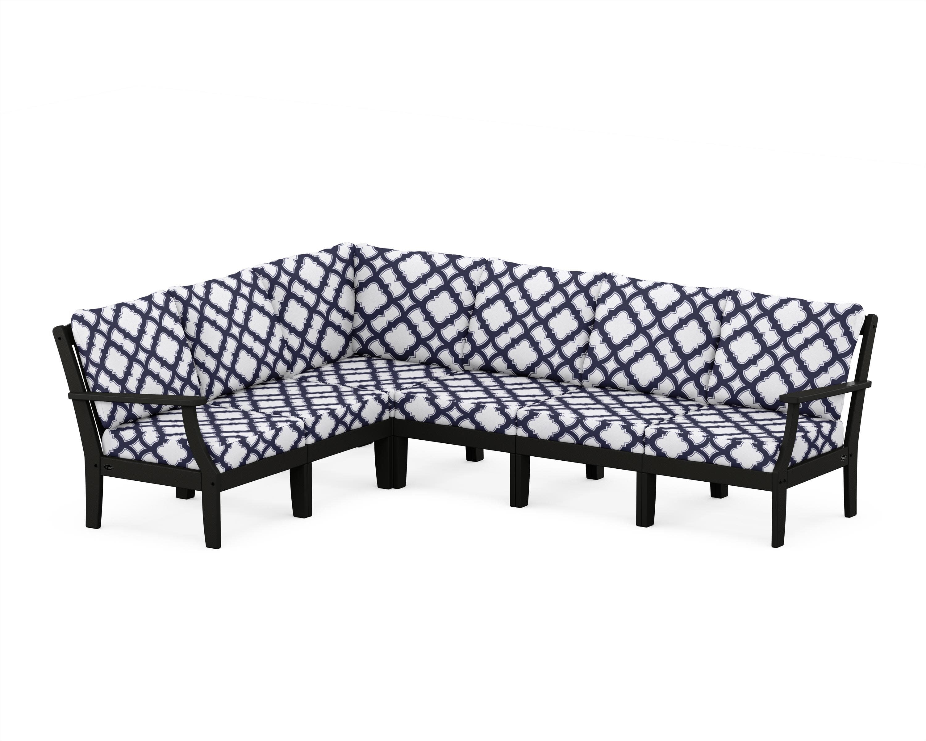 Yacht Club Modular 6-Piece Deep Seating Set in Charcoal Black / Trellis Navy