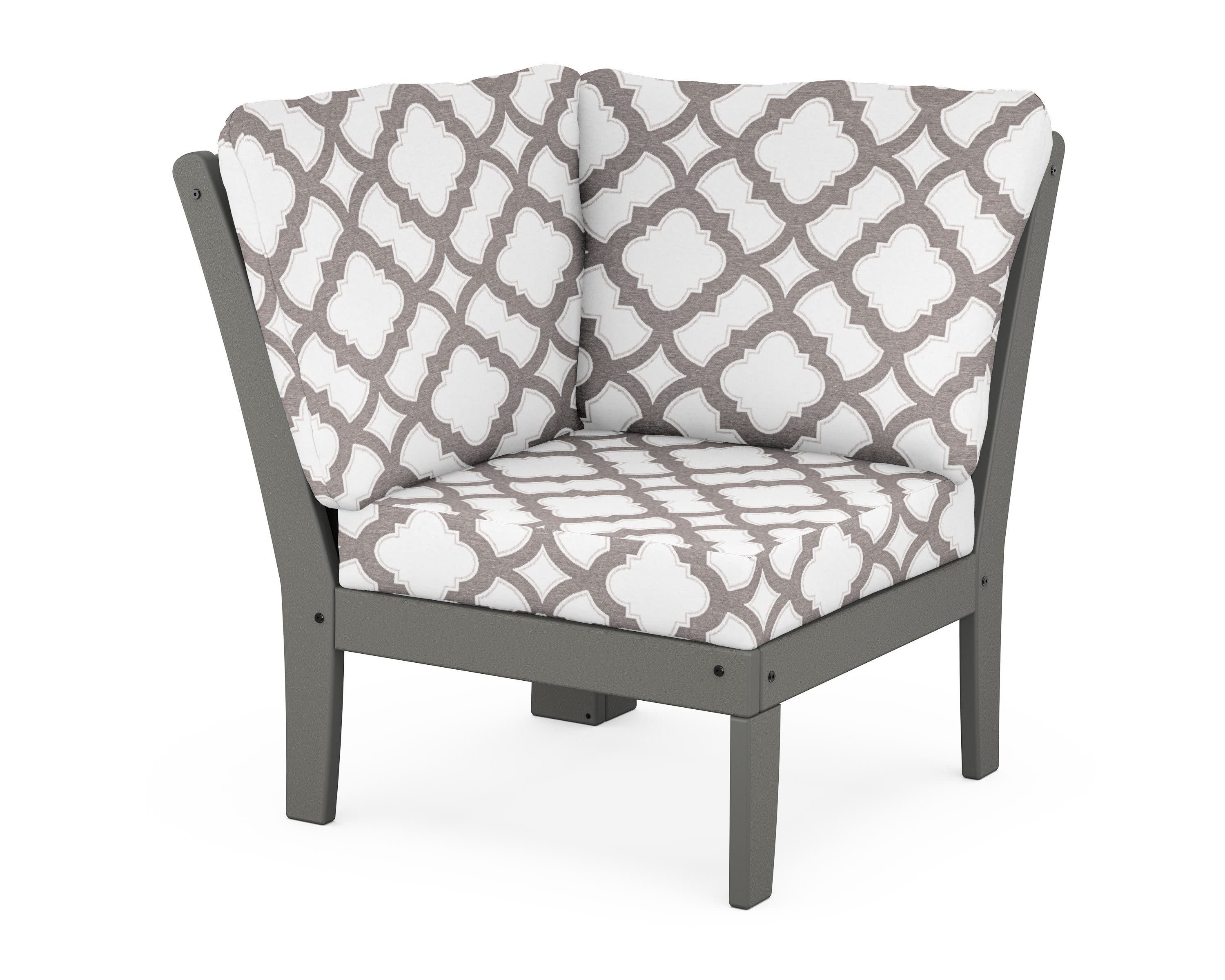 Yacht Club Modular Corner Chair in Stepping Stone / Trellis Grey Mist