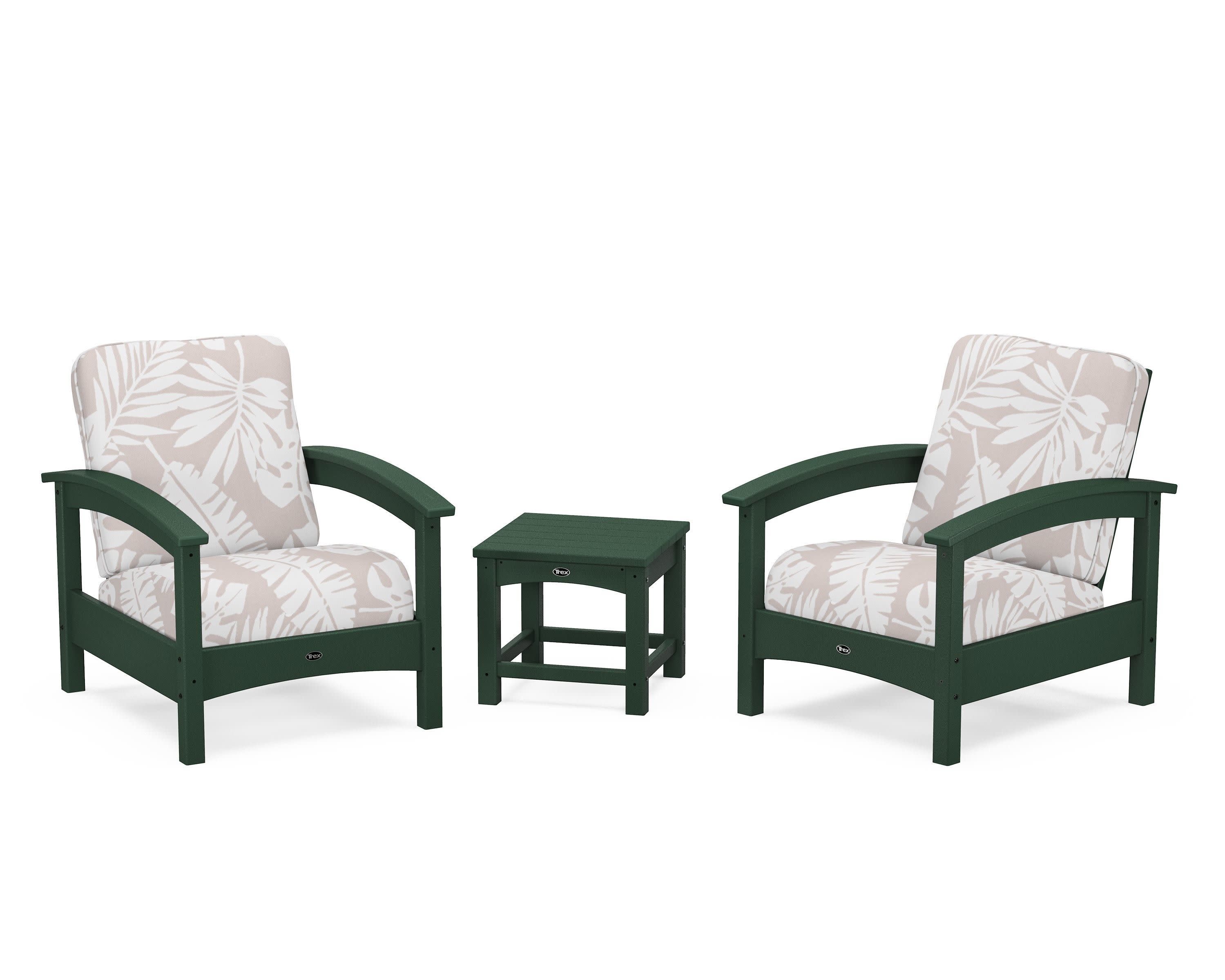 Rockport Club 3-Piece Deep Seating Conversation Set in Rainforest Canopy / Leaf Dune Burlap