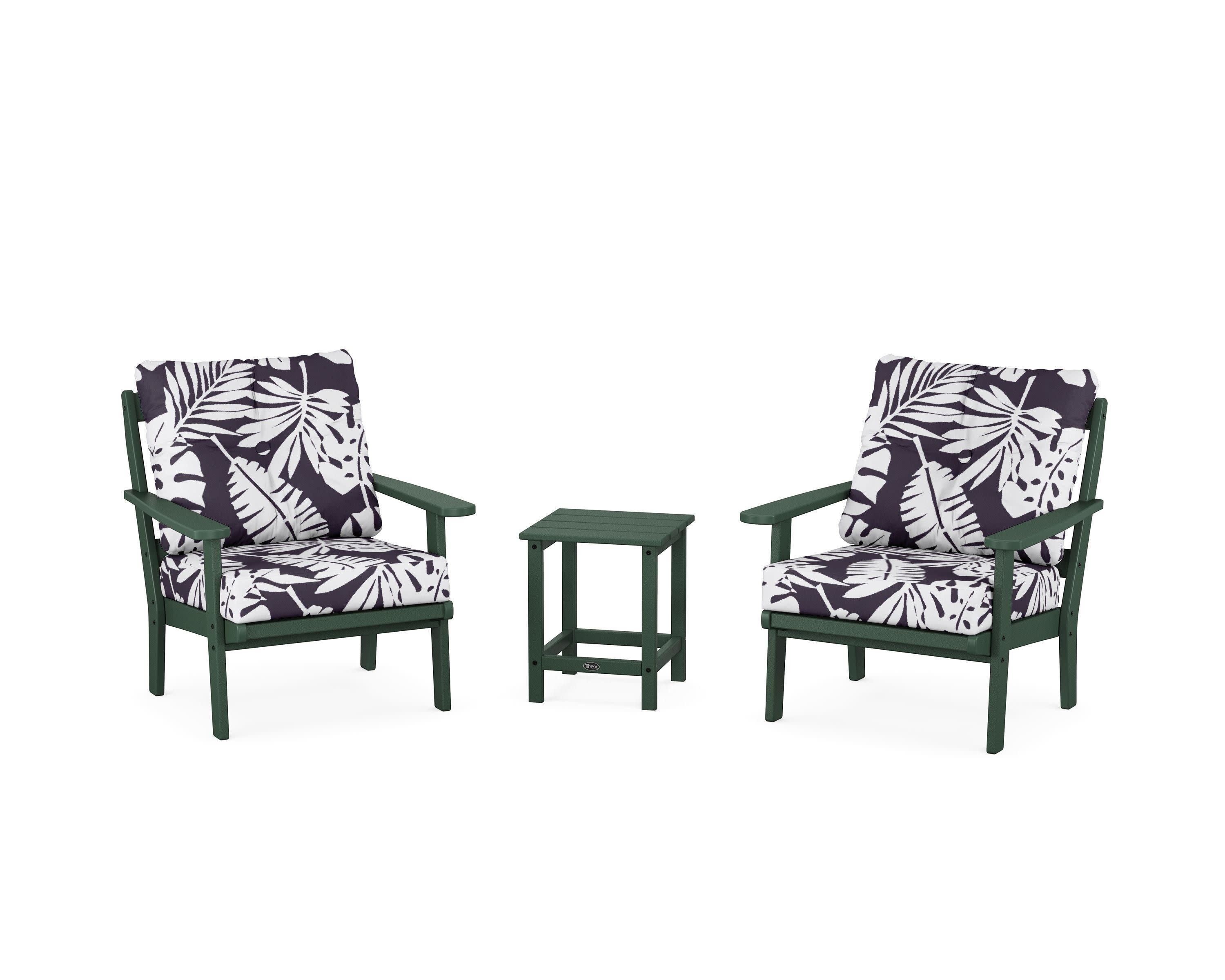 Cape Cod 3-Piece Deep Seating Set in Rainforest Canopy / Leaf Navy