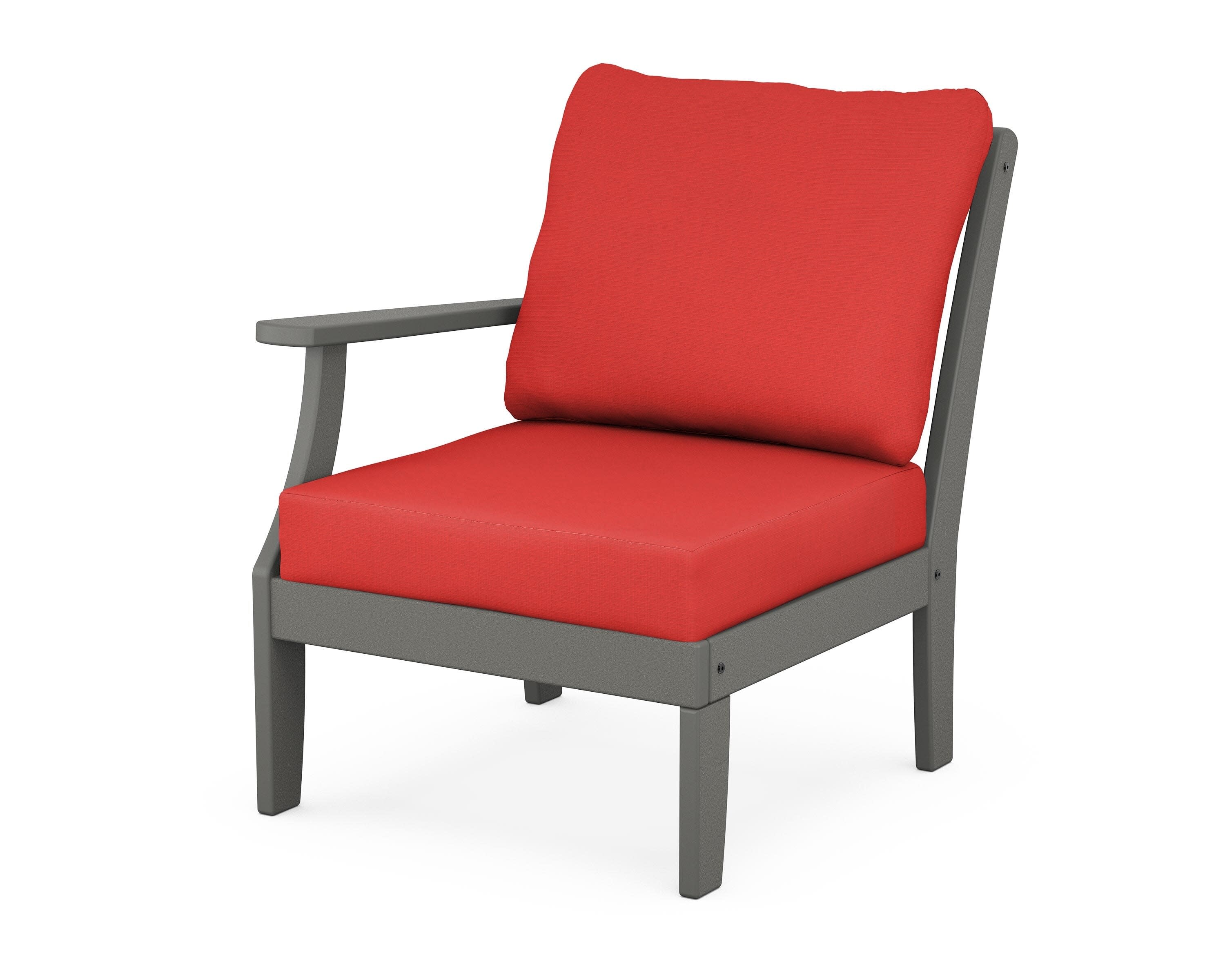 Yacht Club Modular Left Arm Chair in Stepping Stone / Crimson Linen