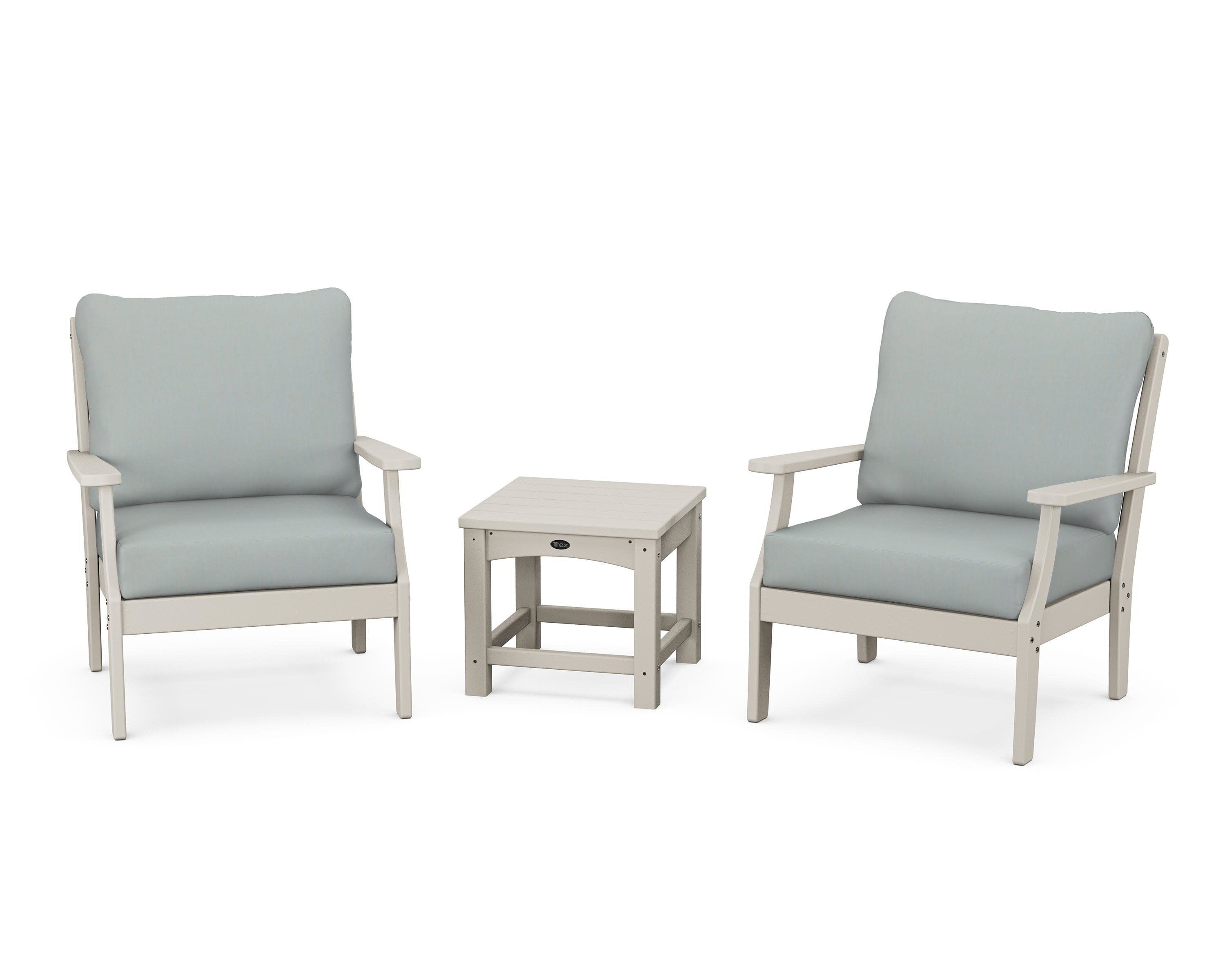 Yacht Club 3-Piece Deep Seating Set in Sand Castle / Spa