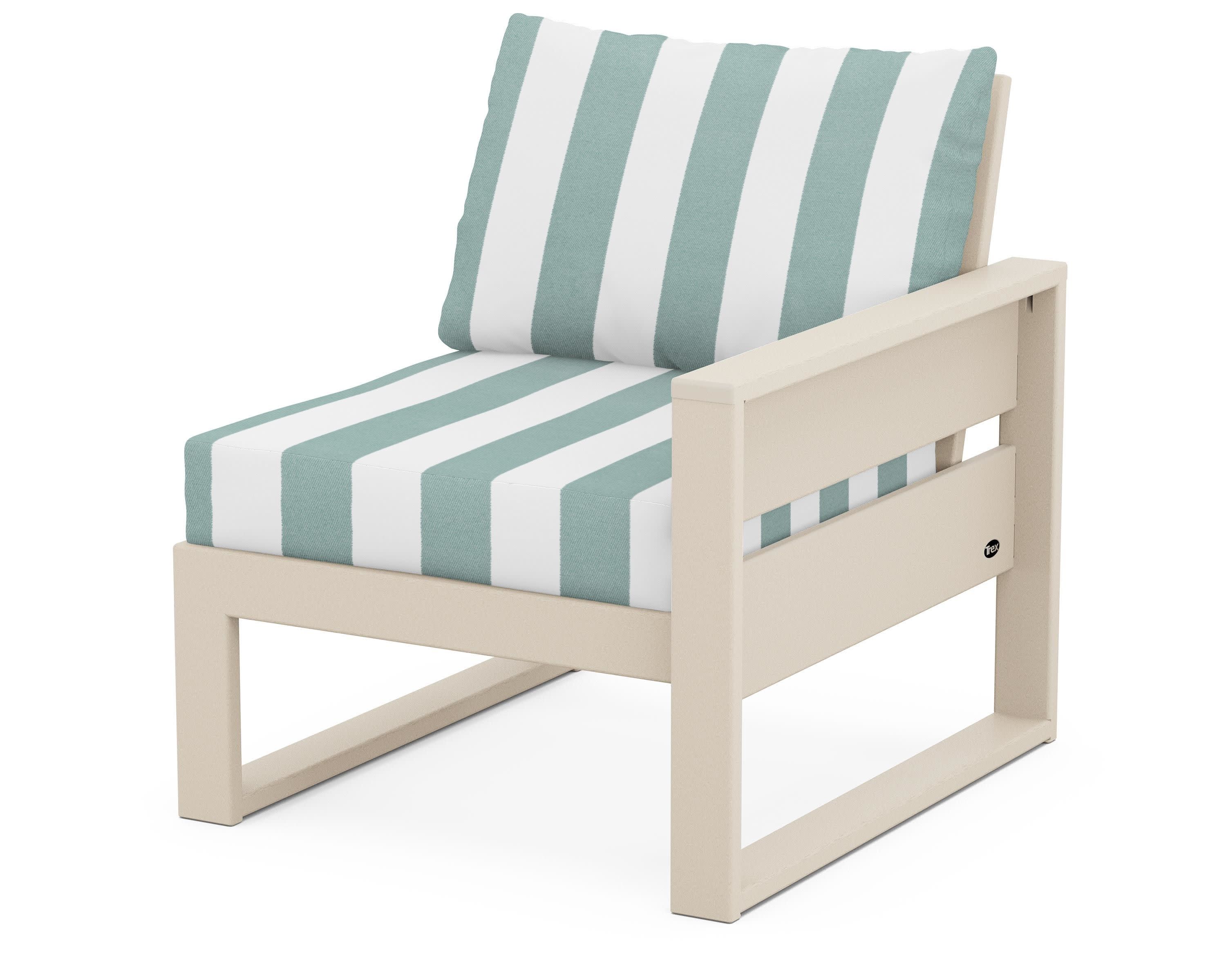 Eastport Modular Right Arm Chair in Sand Castle / Cabana Stripe Glacier Spa