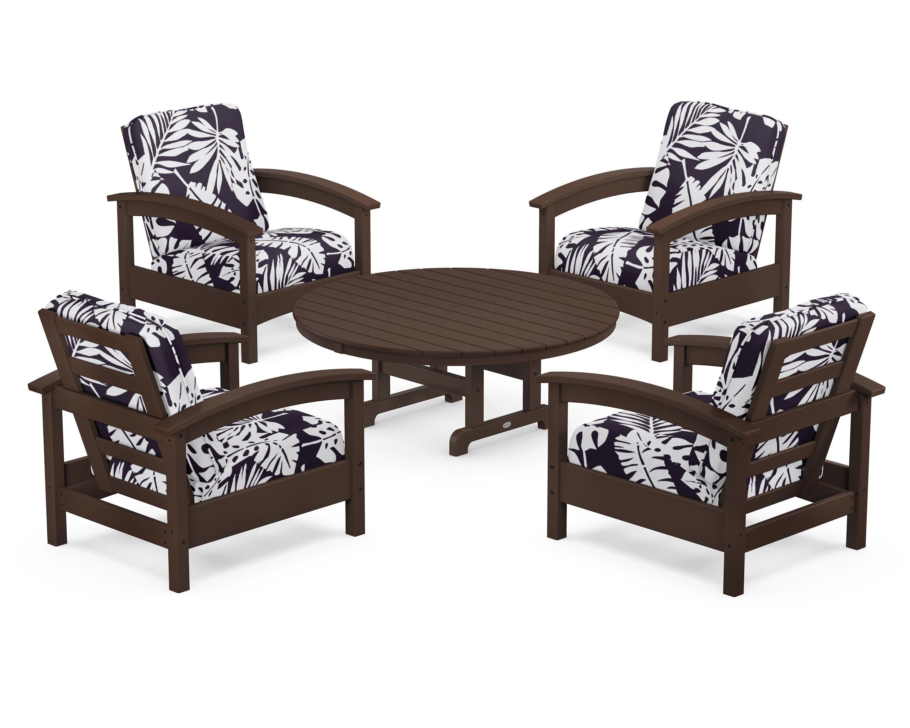 Rockport 5-Piece Deep Seating Set in Vintage Lantern / Leaf Navy