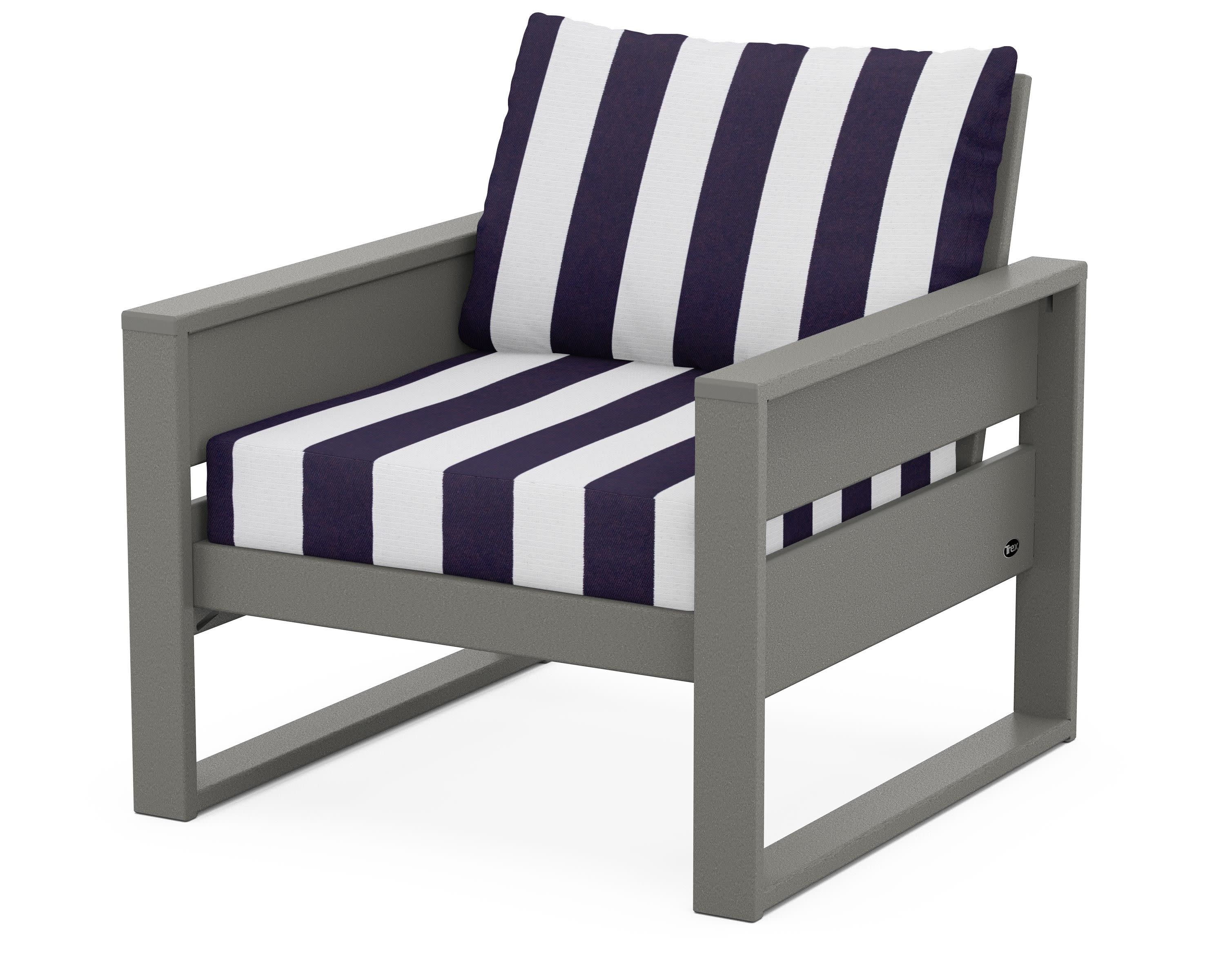 Eastport Club Chair in Stepping Stone / Cabana Stripe Navy