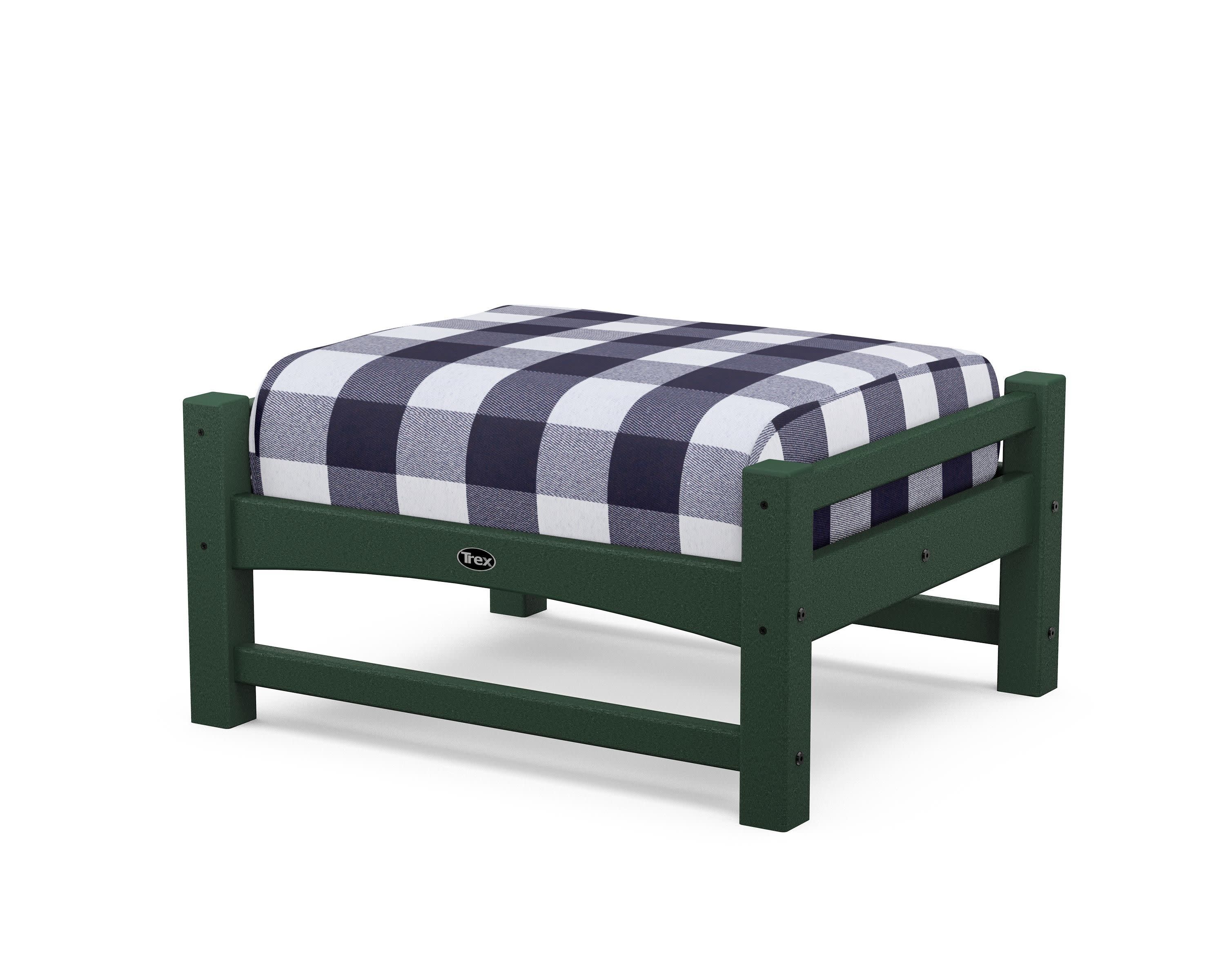 Rockport Club Ottoman in Rainforest Canopy / Buffalo Plaid Navy