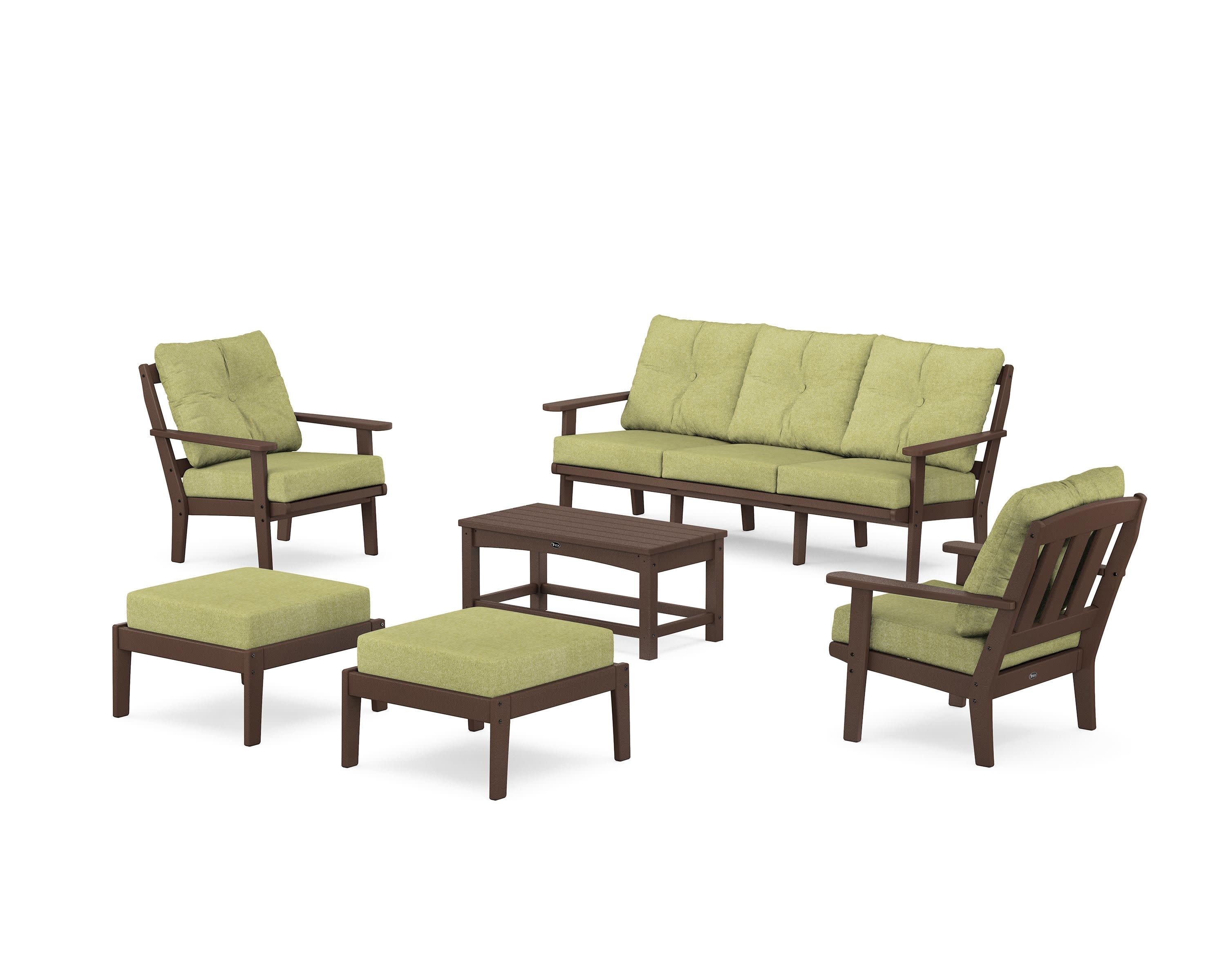 Cape Cod 6-Piece Lounge Sofa Set in Vintage Lantern / Chartreuse Boucle