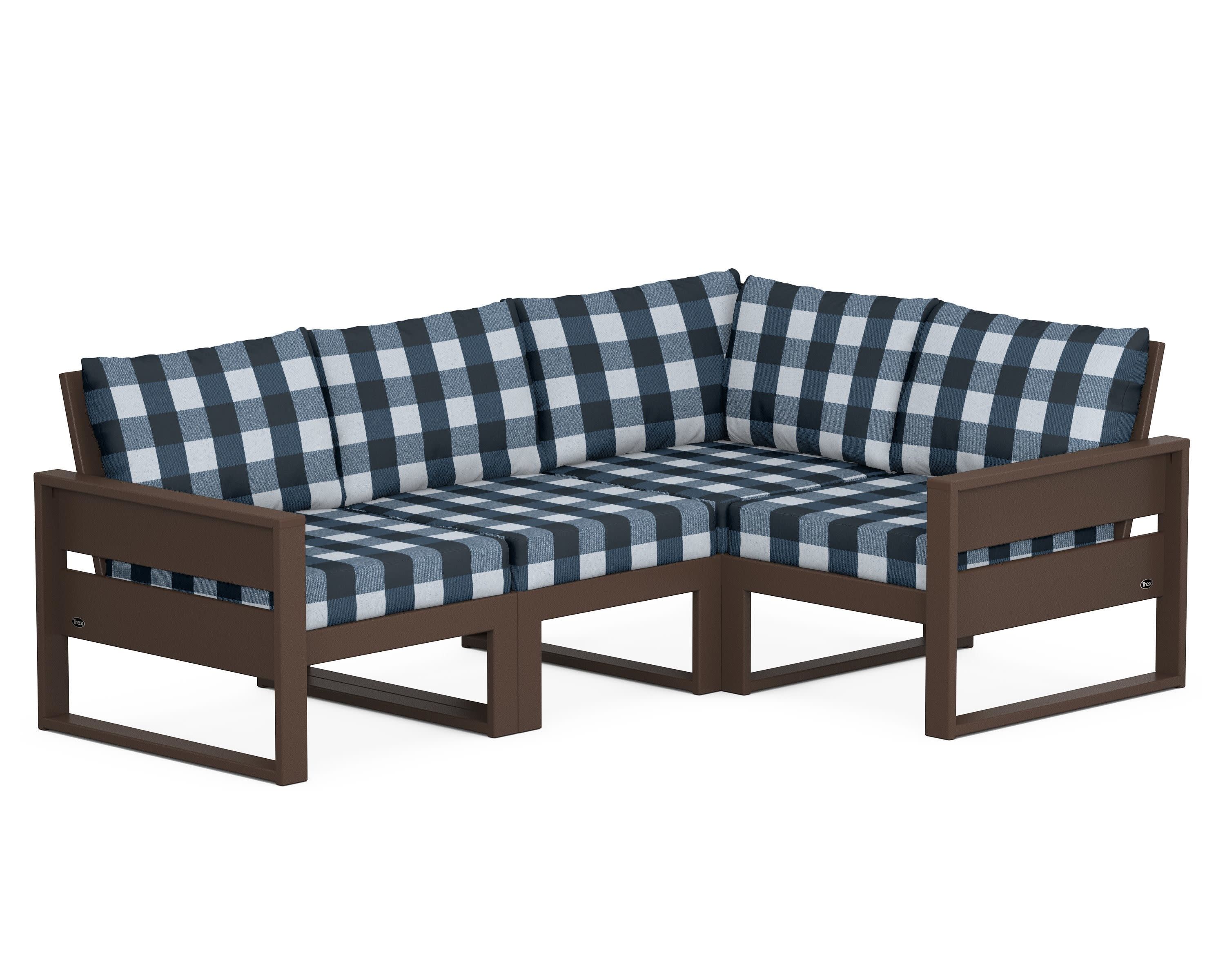 Eastport 4- Piece Sectional in Vintage Lantern / Buffalo Plaid Marine Indigo