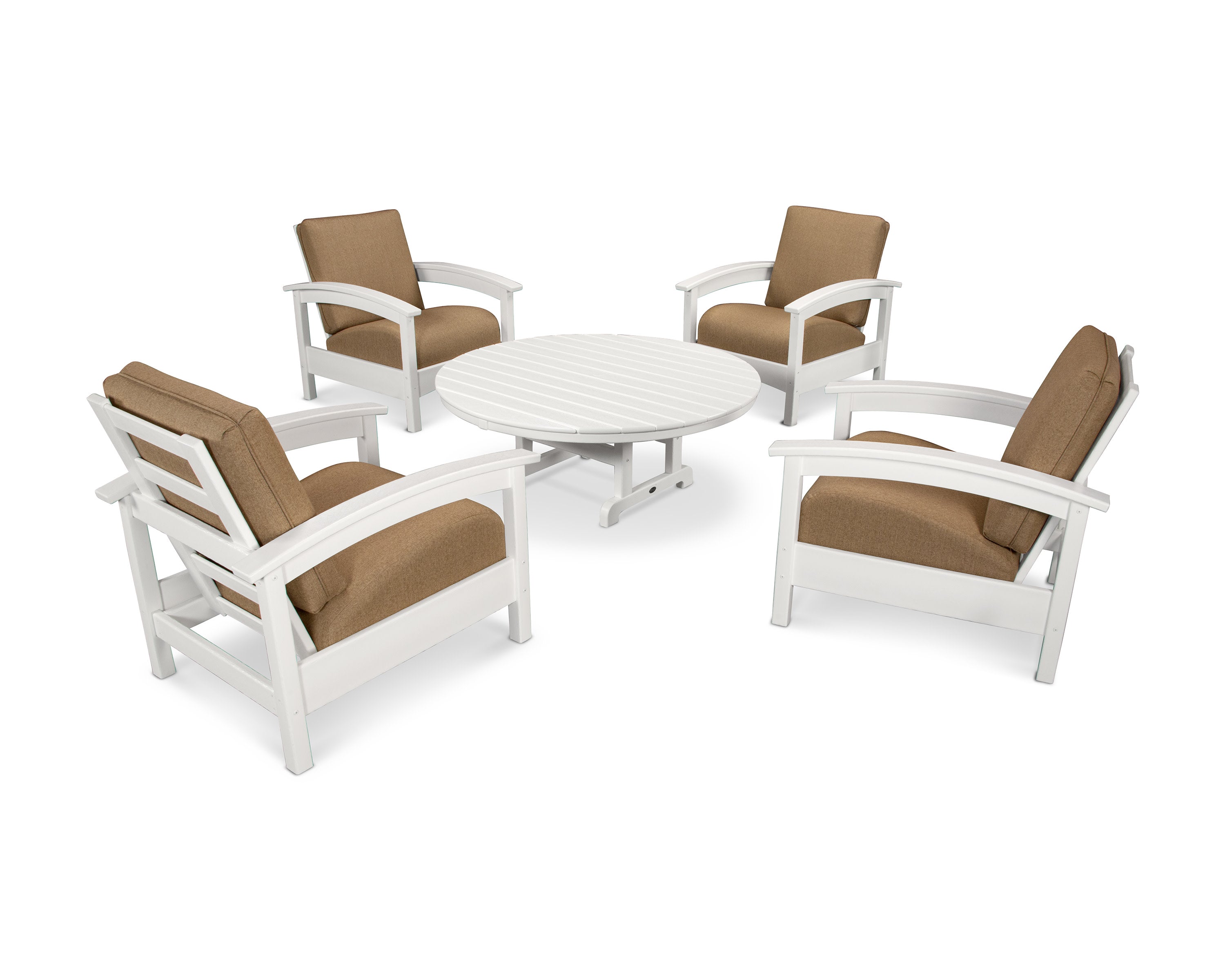 Rockport 5-Piece Deep Seating Set in Classic White / Sesame