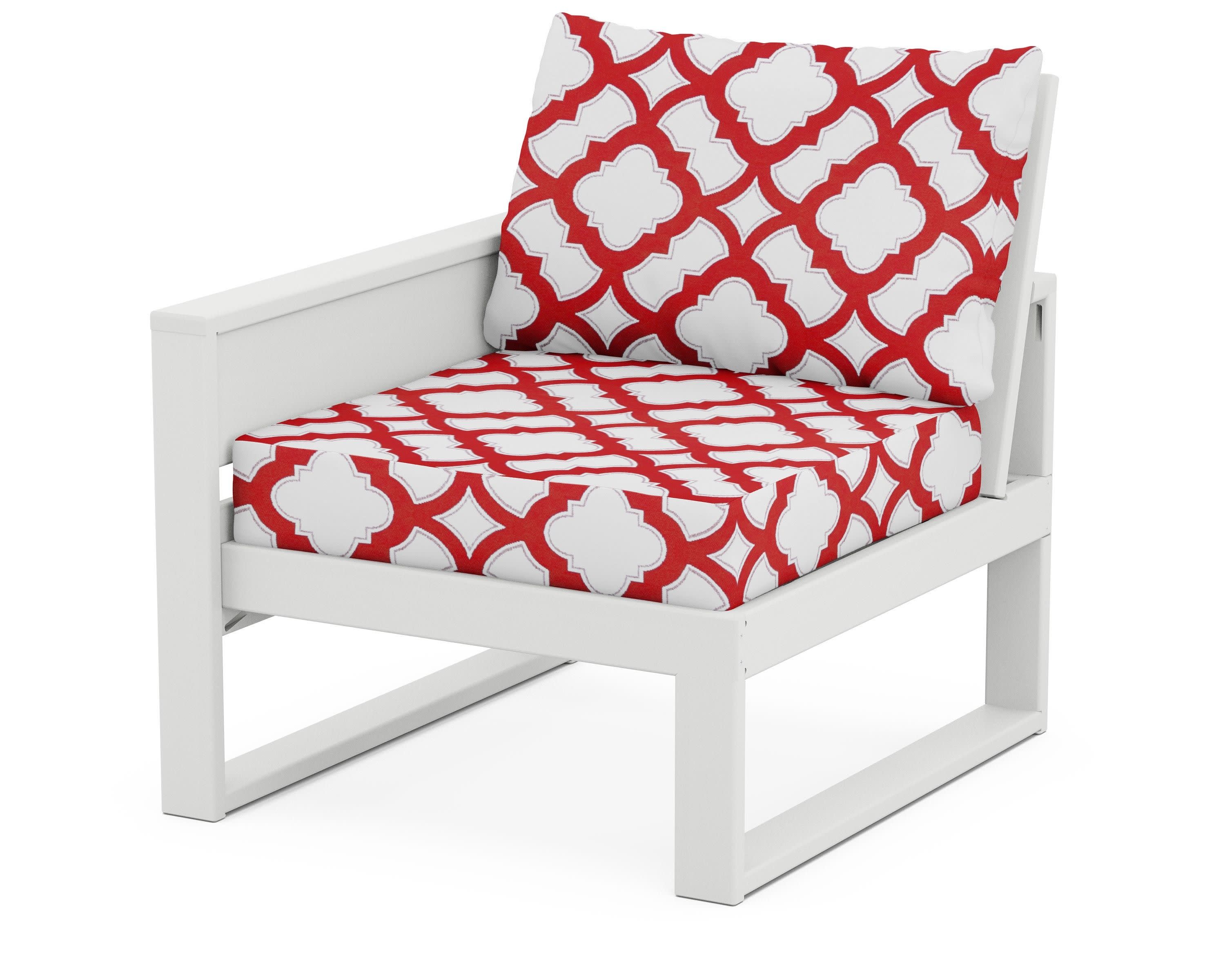 Eastport Modular Left Arm Chair in Classic White / Trellis Crimson