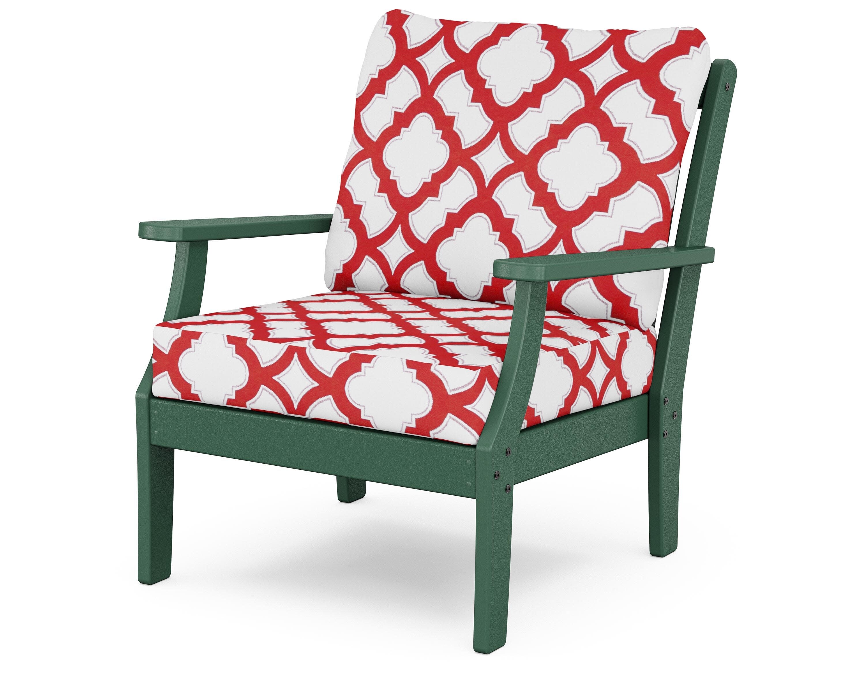 Yacht Club Deep Seating Chair in Rainforest Canopy / Trellis Crimson