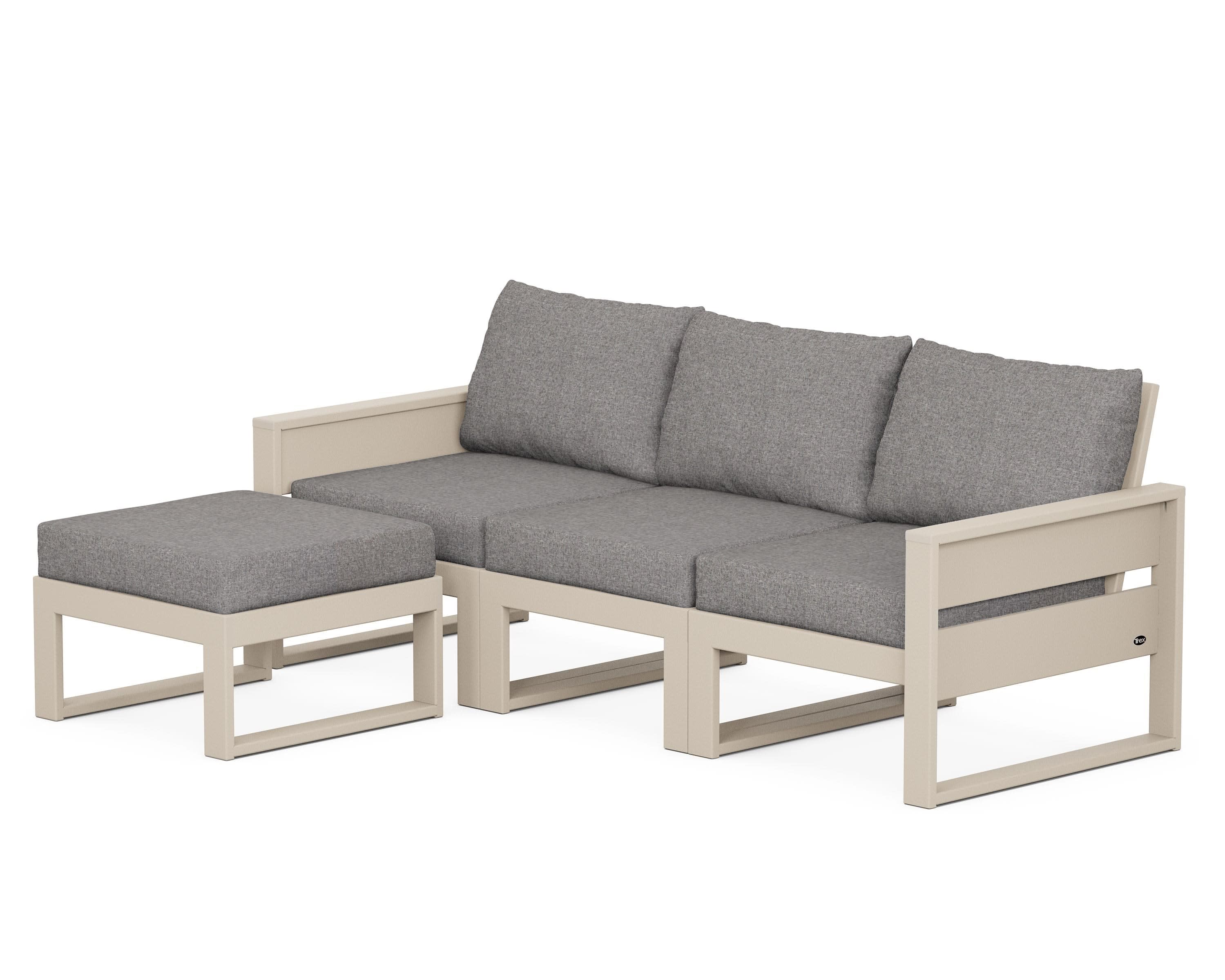 Eastport 4- Piece Sectional with Ottoman in Sand Castle / Grey Mist